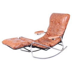 Original Mid-Century Rocking Reclining Armchair, by LAMA, Chrome, France, 1960s