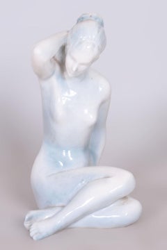 Original Mid-Century Sculpture of Woman, by B. Kokrda, Ceramics, Czech, 1950s