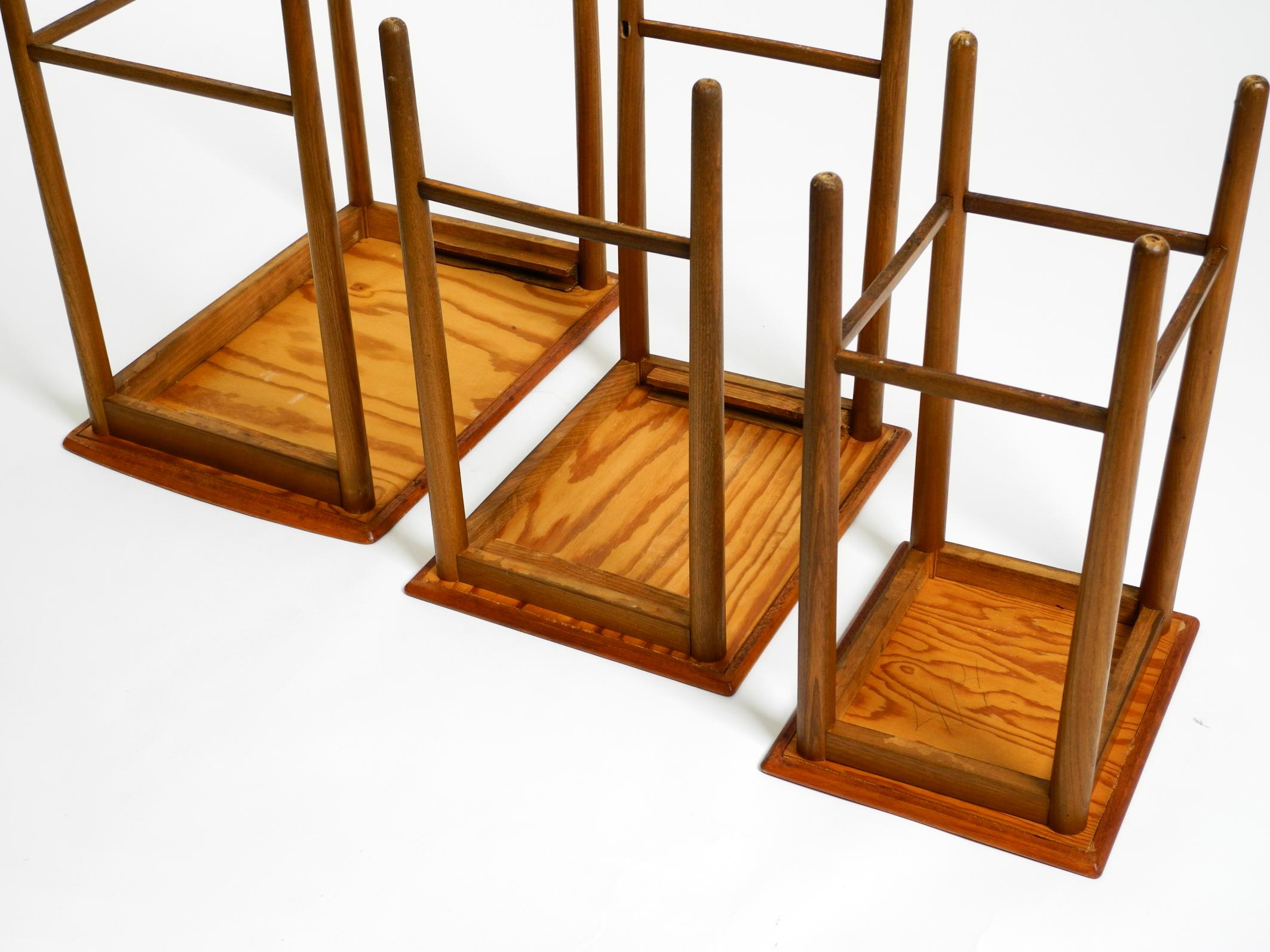 Original Mid Century set of 3 teak nesting tables with colorful Formica surfaces 6