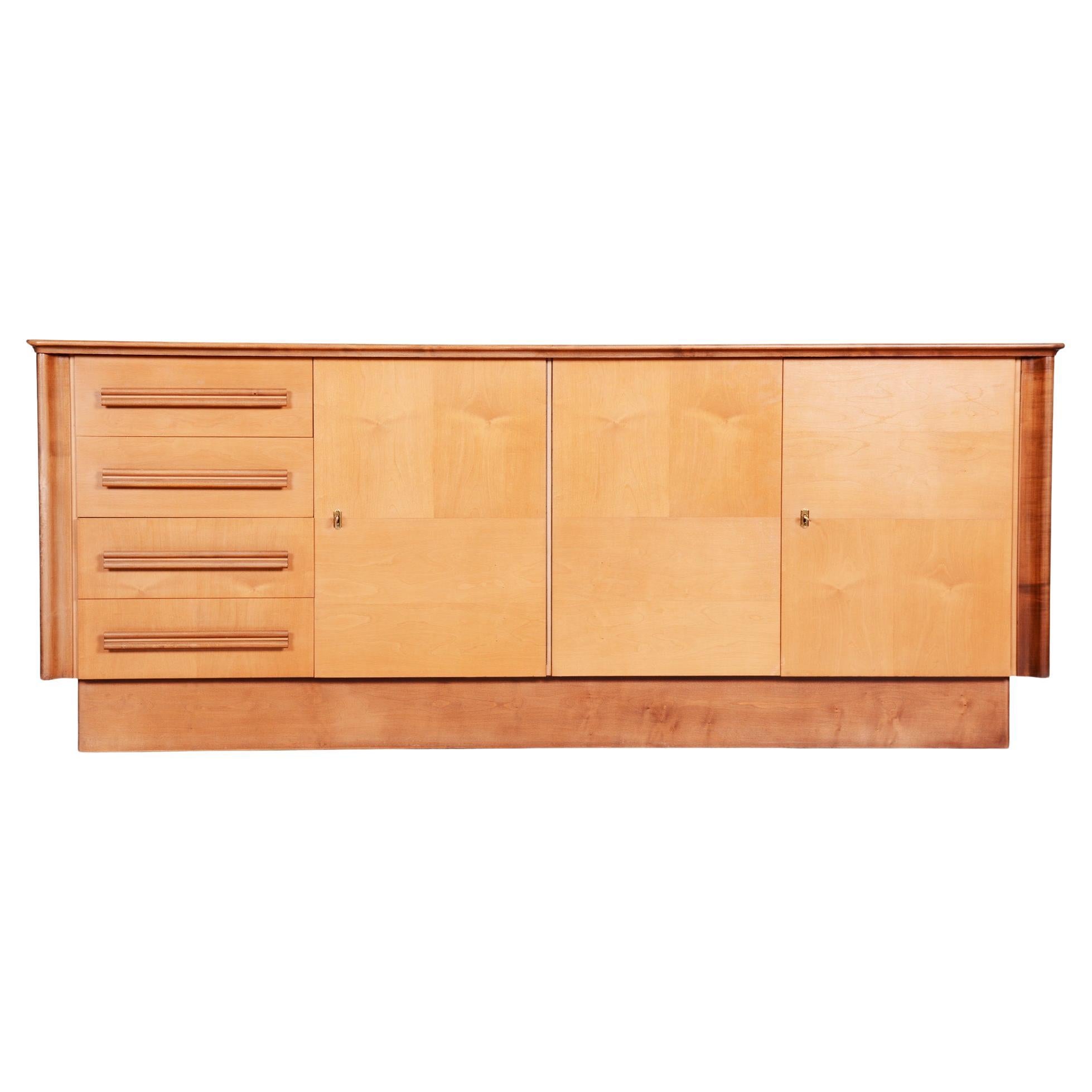 Original Mid-Century Sideboard, Maple, Well Preserved, Czech, 1950s