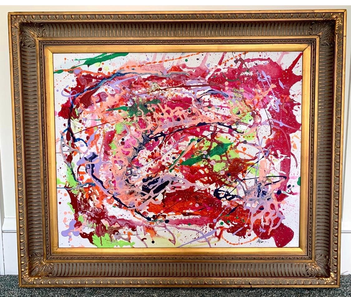 Original Mid-Century Signed Colorful Abstract Expressionist Painting 3