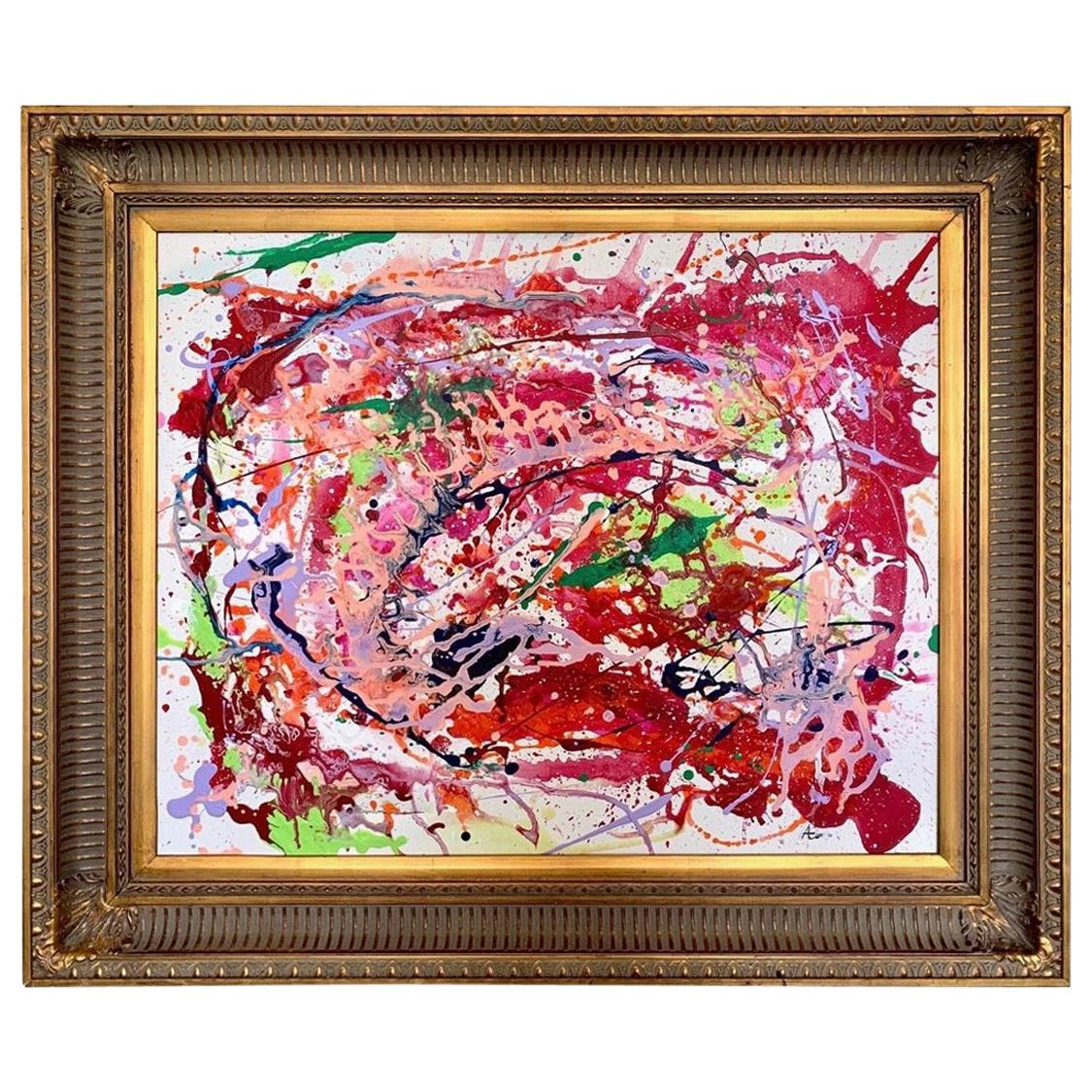 Original Mid-Century Signed Colorful Abstract Expressionist Painting