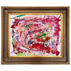 Original Mid-Century Signed Colorful Abstract Expressionist Painting