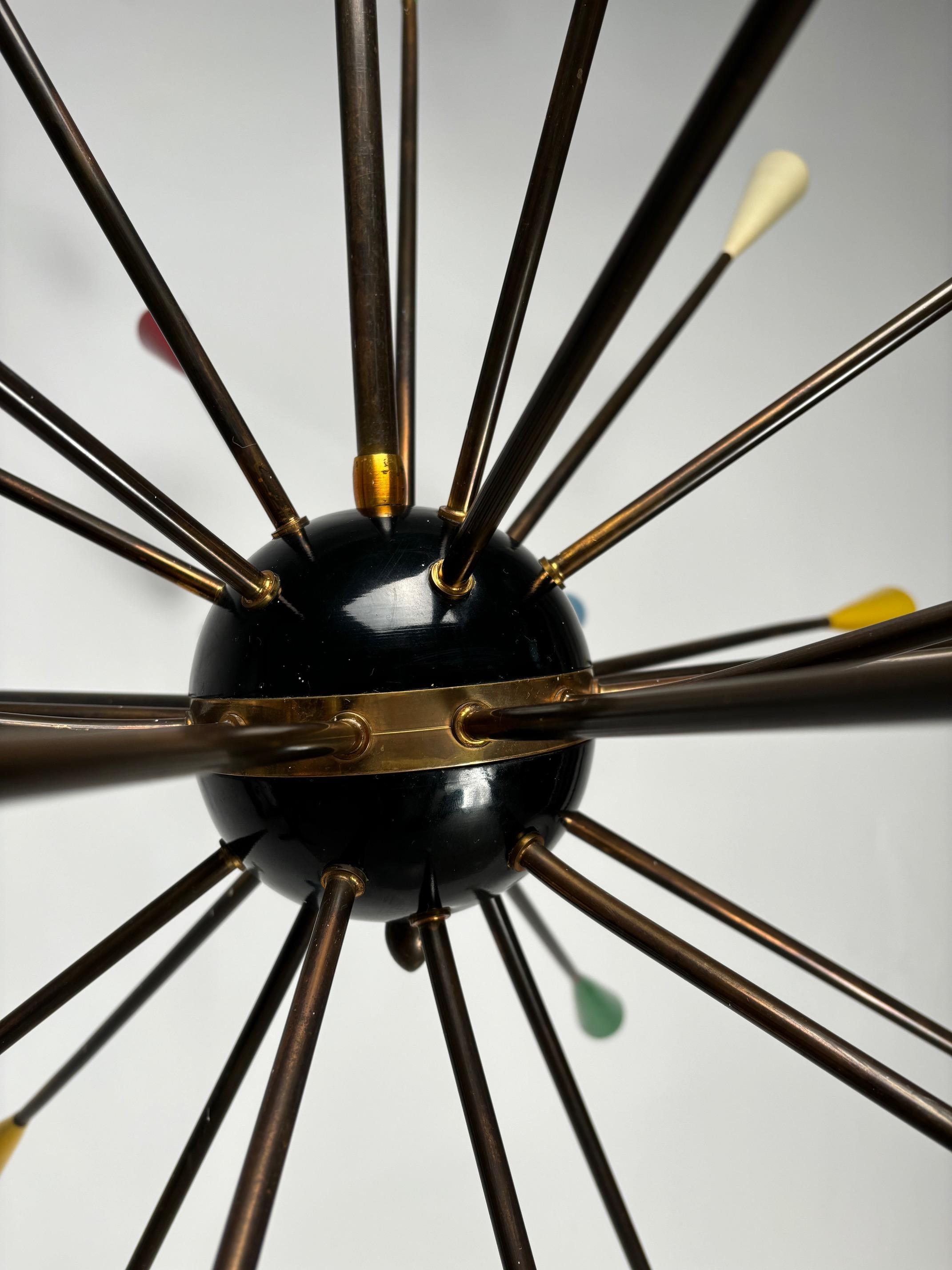 Original Sputnik-Kronleuchter aus der Jahrhundertmitte von Stilnovo, Italien 1950er Jahre (Mitte des 20. Jahrhunderts) im Angebot