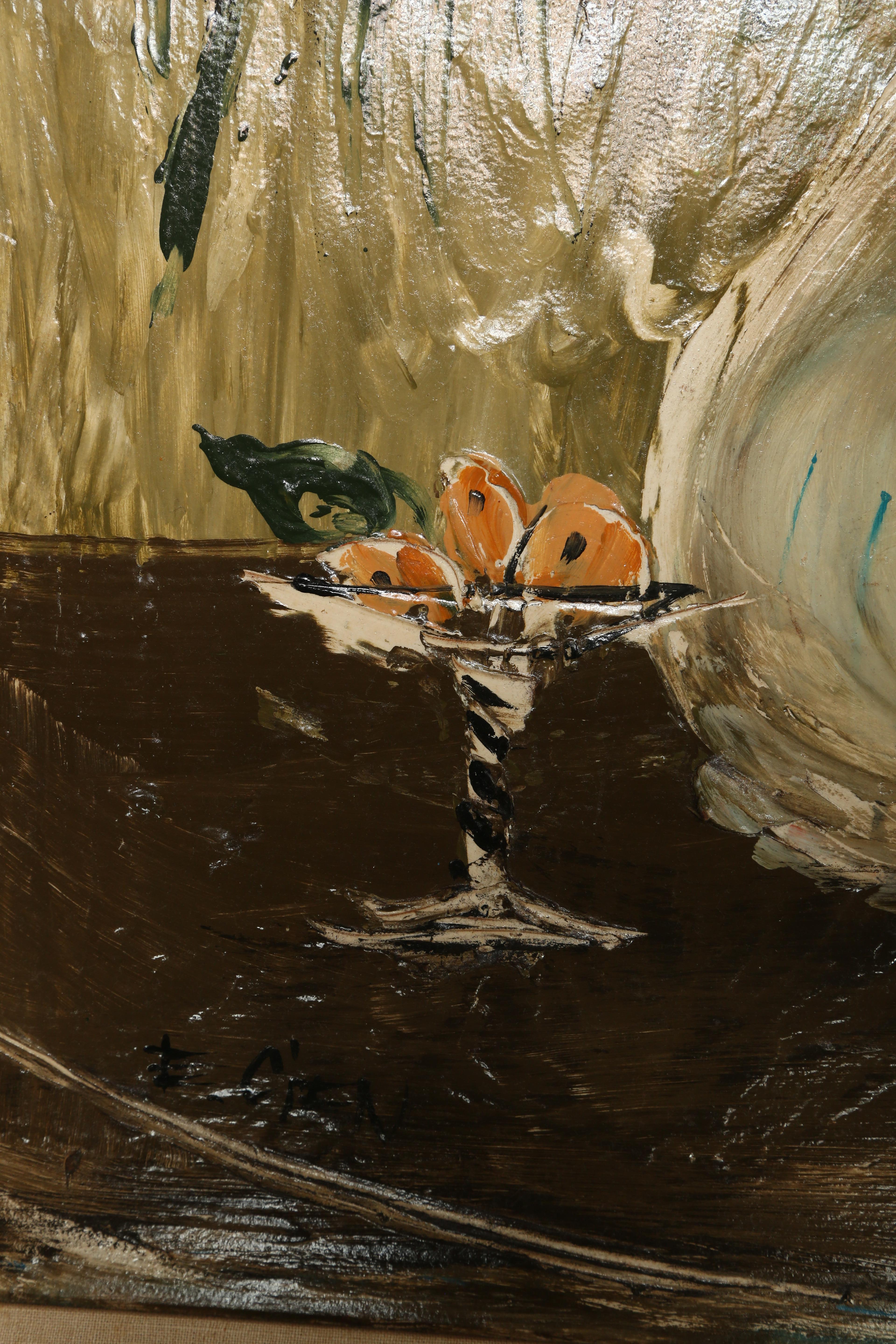 Original Midcentury Still Life Floral Oil Painting In Good Condition For Sale In West Palm Beach, FL