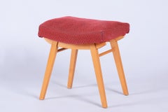 Original Mid-Century Stool, Upholstery, Beech, Slovakia, 1960s