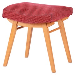 Original Mid-Century Stool, Upholstery, Beech, Slovakia, 1960s