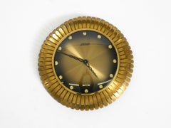 Original Mid Century Sunburst Atlanta Universe wall clock made in heavy brass (horloge murale Atlanta Universe en laiton)