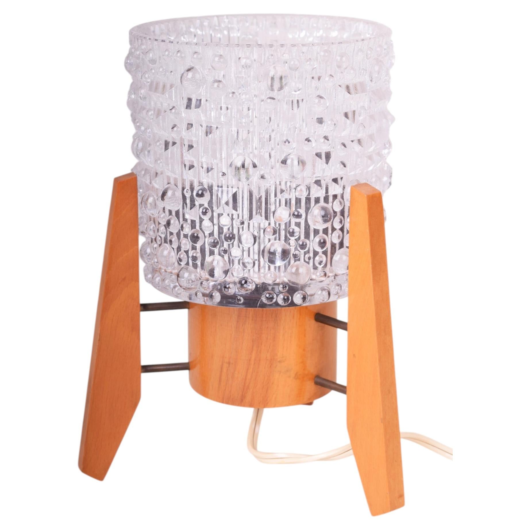 Original Mid-Century Table Lamp, by Dřevo Humpolec, Beech, Czech, 1960s For Sale