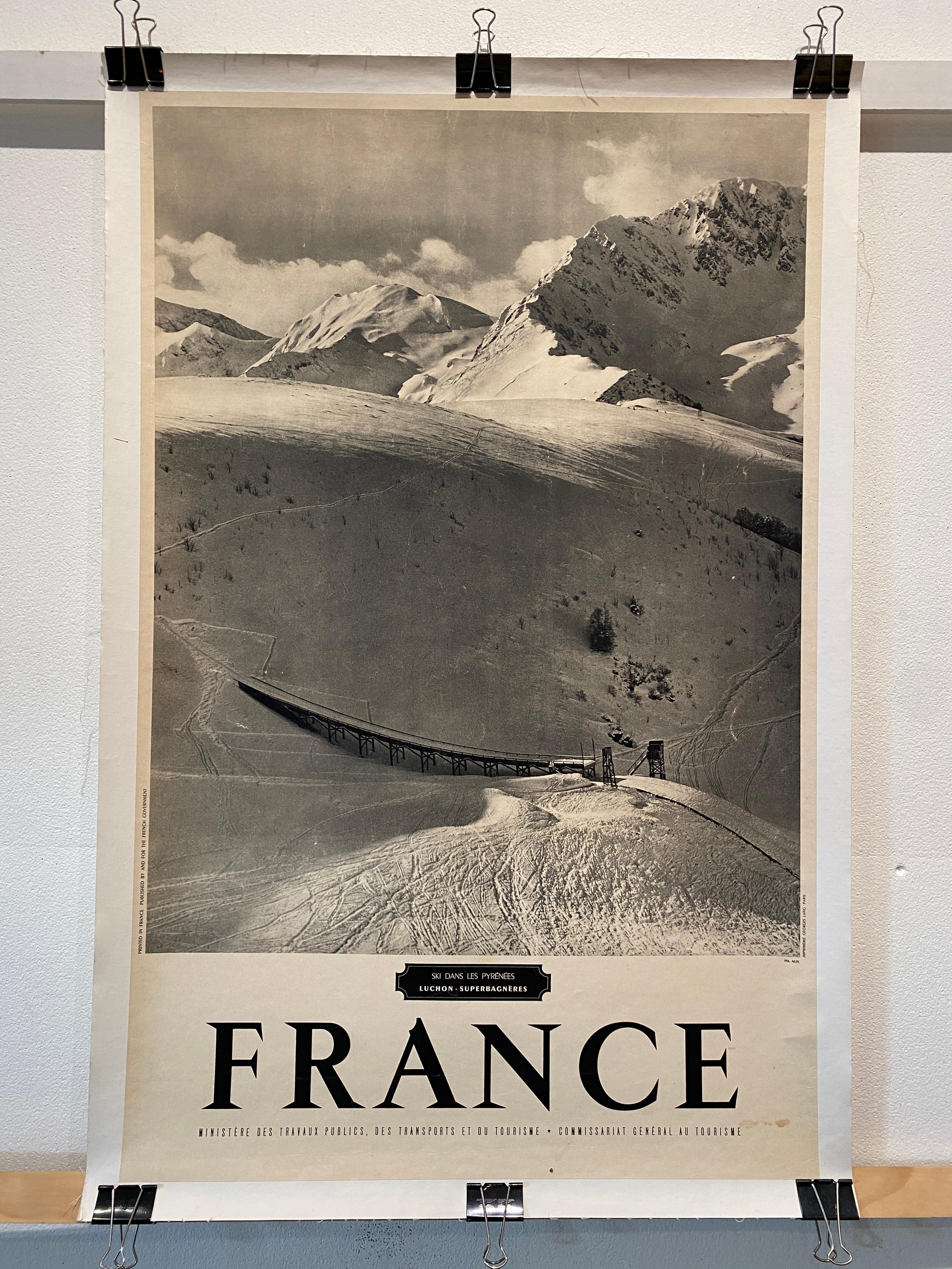 Francese Poster di viaggio originale della metà del secolo, 