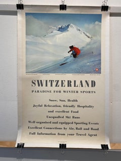 Original Mid-Century Travel Poster, 'SWITZERLAND' Ski Poster, c. 1980