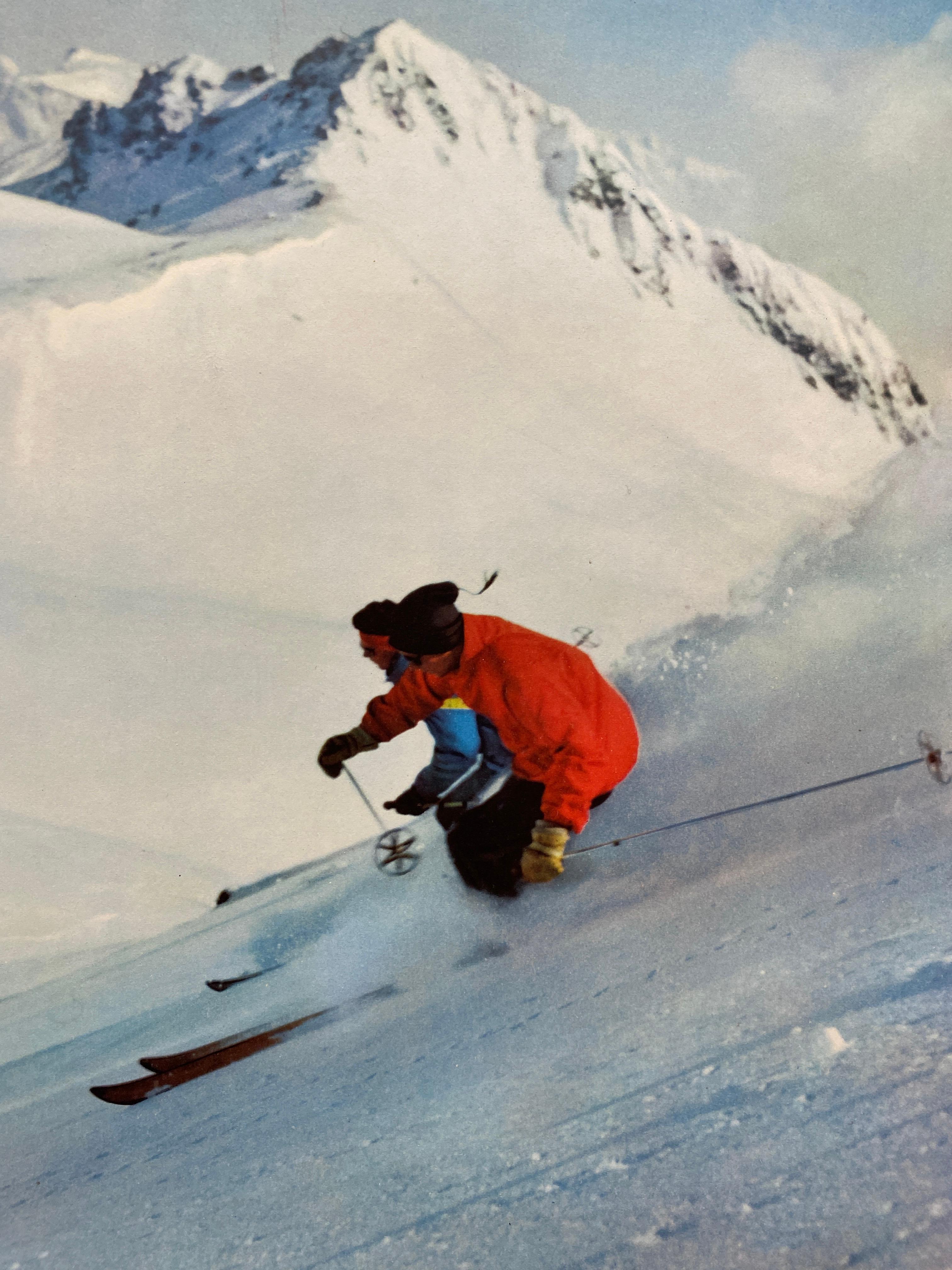 Français Affiche de voyage originale du milieu du siècle, affiche de ski 