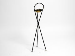 Original Mid Century Tripod iron stand ashtray with a brass bowl