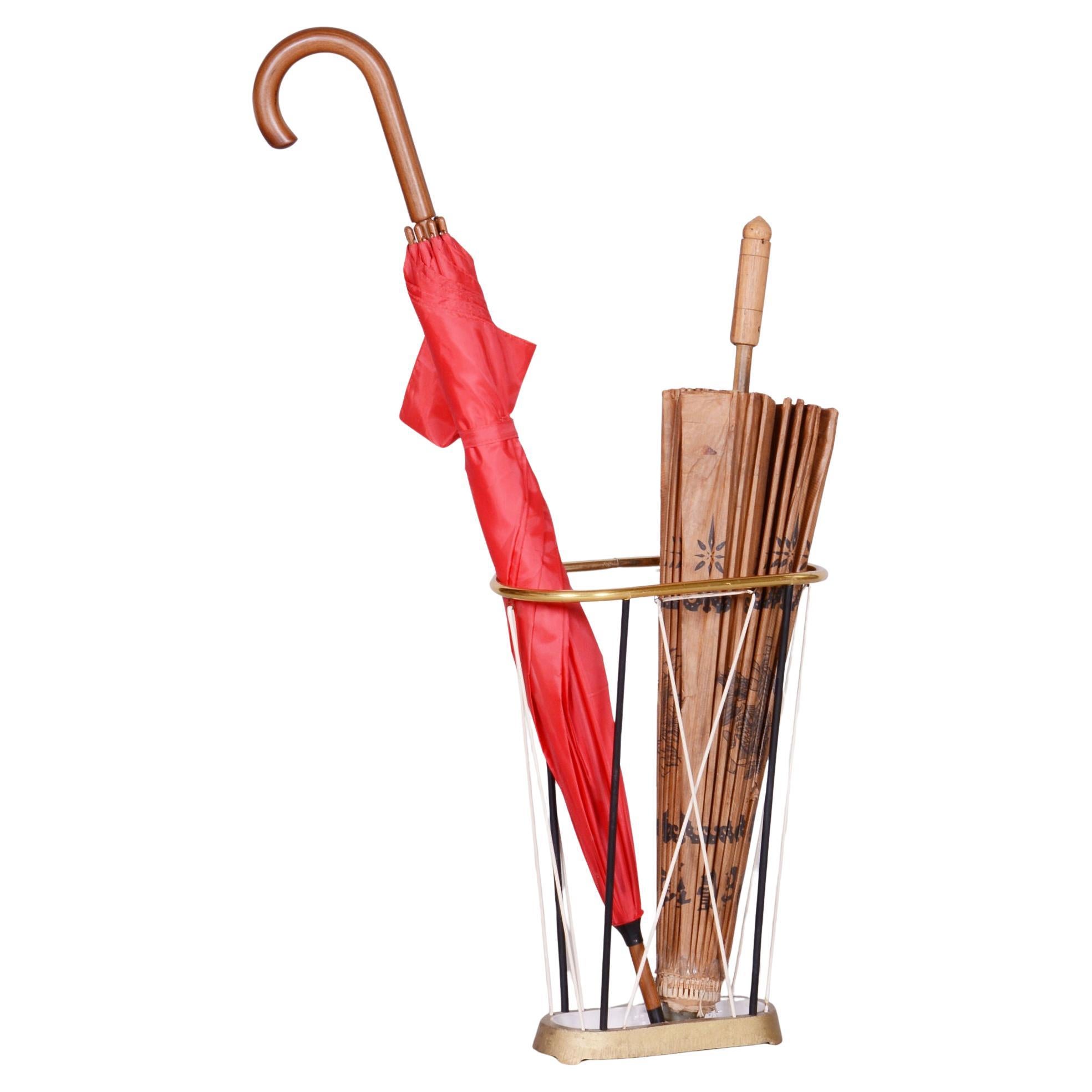 Porte-parapluies original du milieu du siècle, métal, bien conservé, tchèque, années 1950
