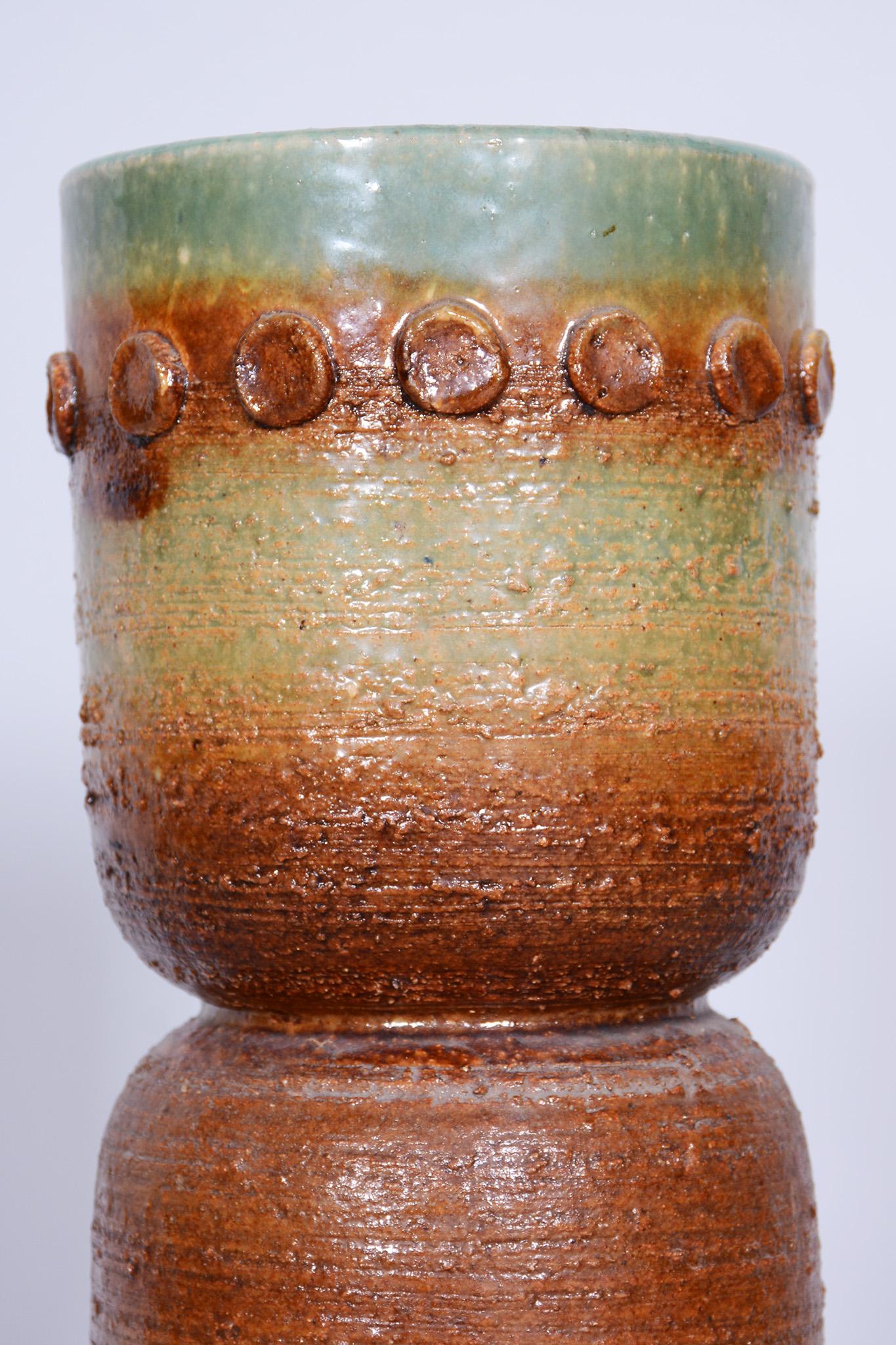 Original Midcentury Vase, Glazed Ceramics, Czechia, 1950s For Sale 1