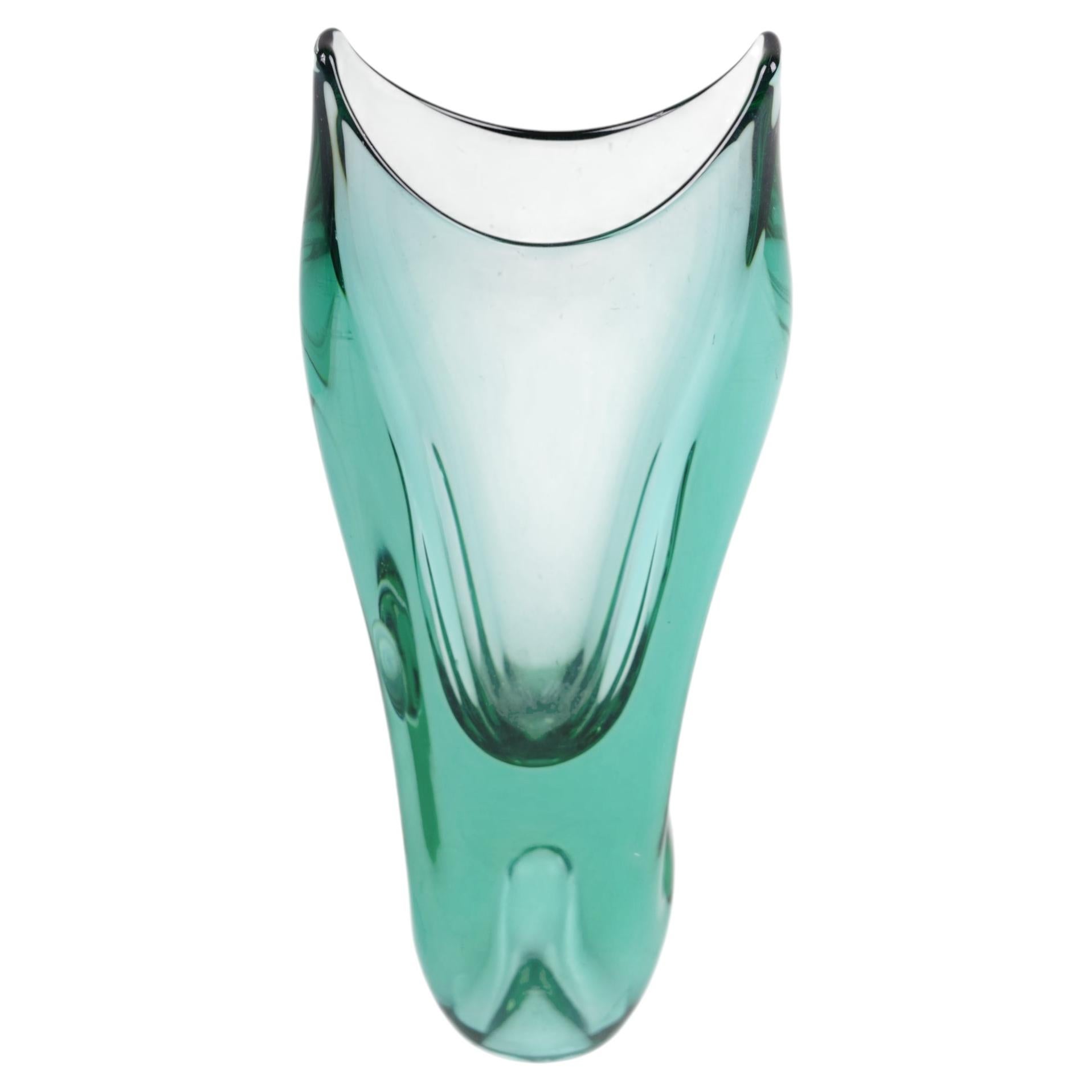 Vaso originale della metà del secolo, vetro spesso, in ottime condizioni, ceco, anni '50