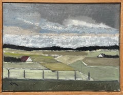 Original mid century vintage Danish landscape oil painting by Karsten H. Møller