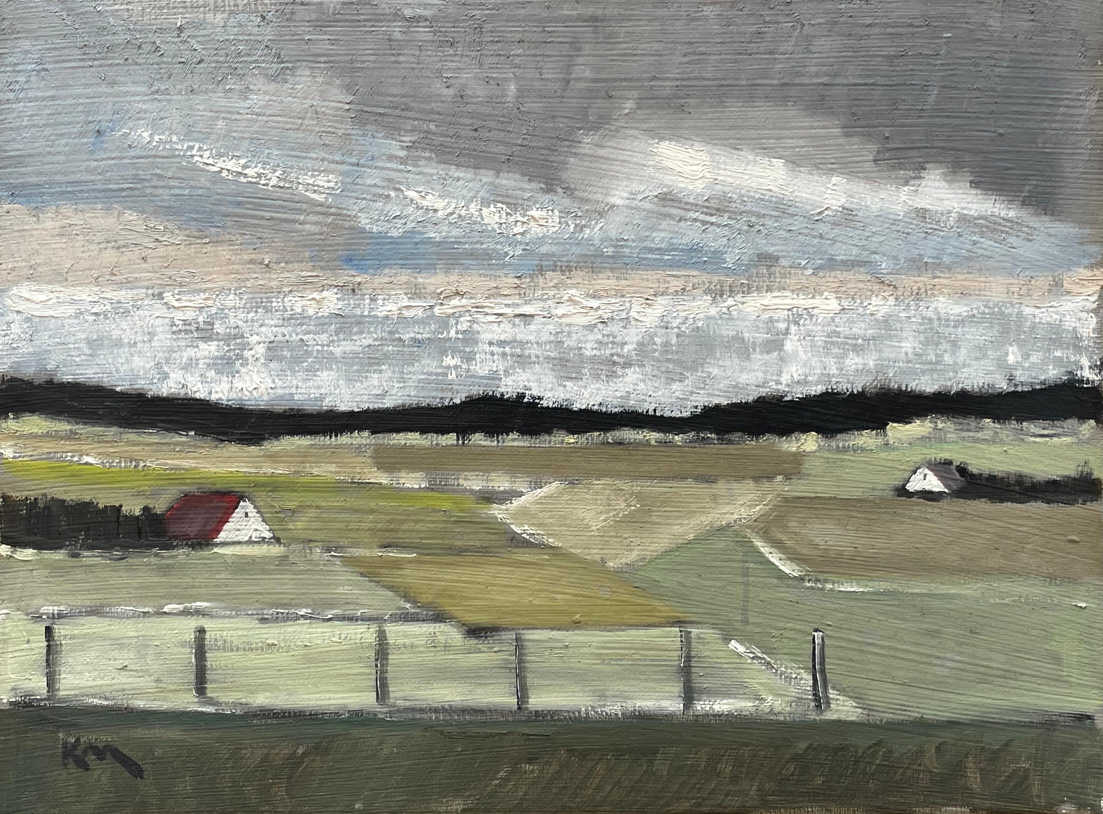 Mid-Century Modern Originale peinture à l'huile danoise de paysage du milieu du siècle par Karsten H. Møller en vente