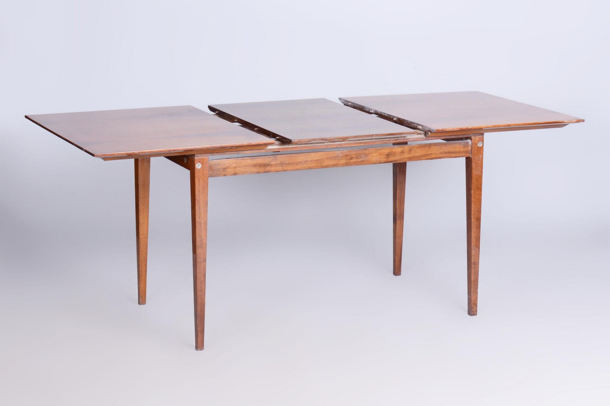 Original Mid-Century Walnut Folding Table, Made by Mier Topolcany, Czech, 1950s For Sale 4