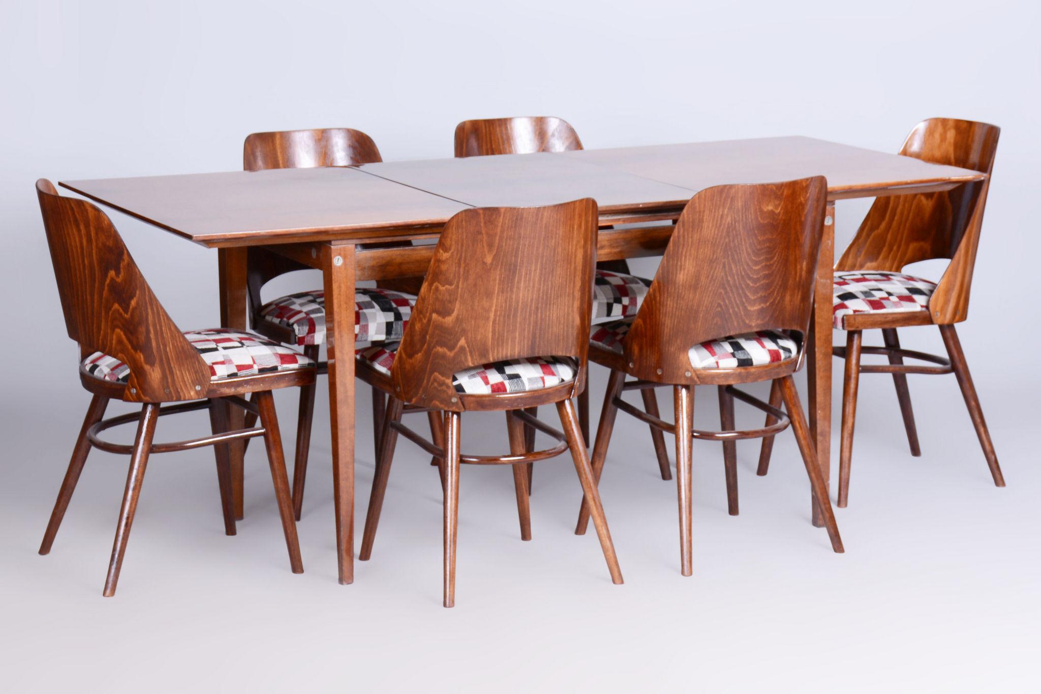 Original Mid-Century Walnut Folding Table, Made by Mier Topolcany, Czech, 1950s For Sale 7