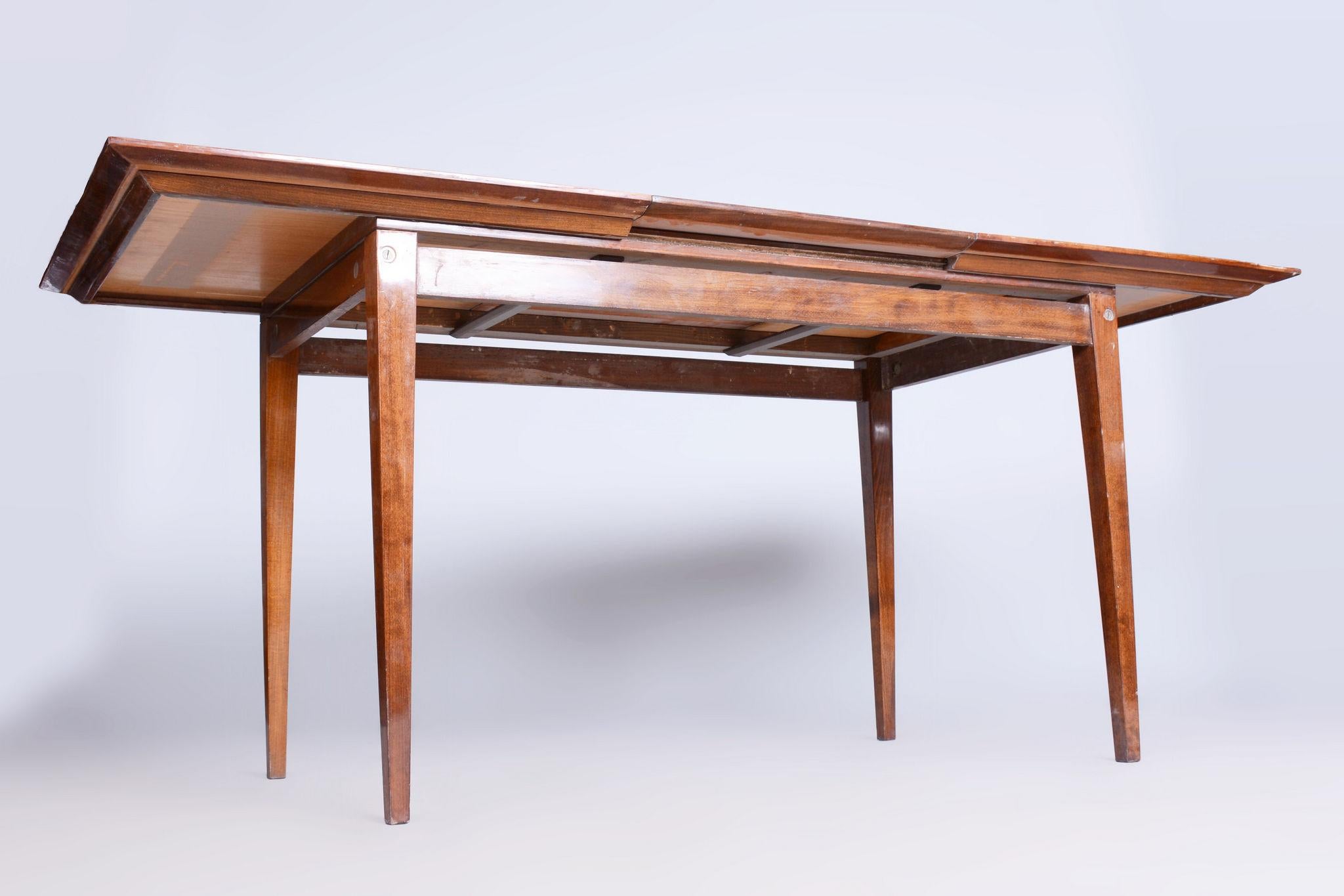 Original Mid-Century Walnut Folding Table, Made by Mier Topolcany, Czech, 1950s For Sale 9
