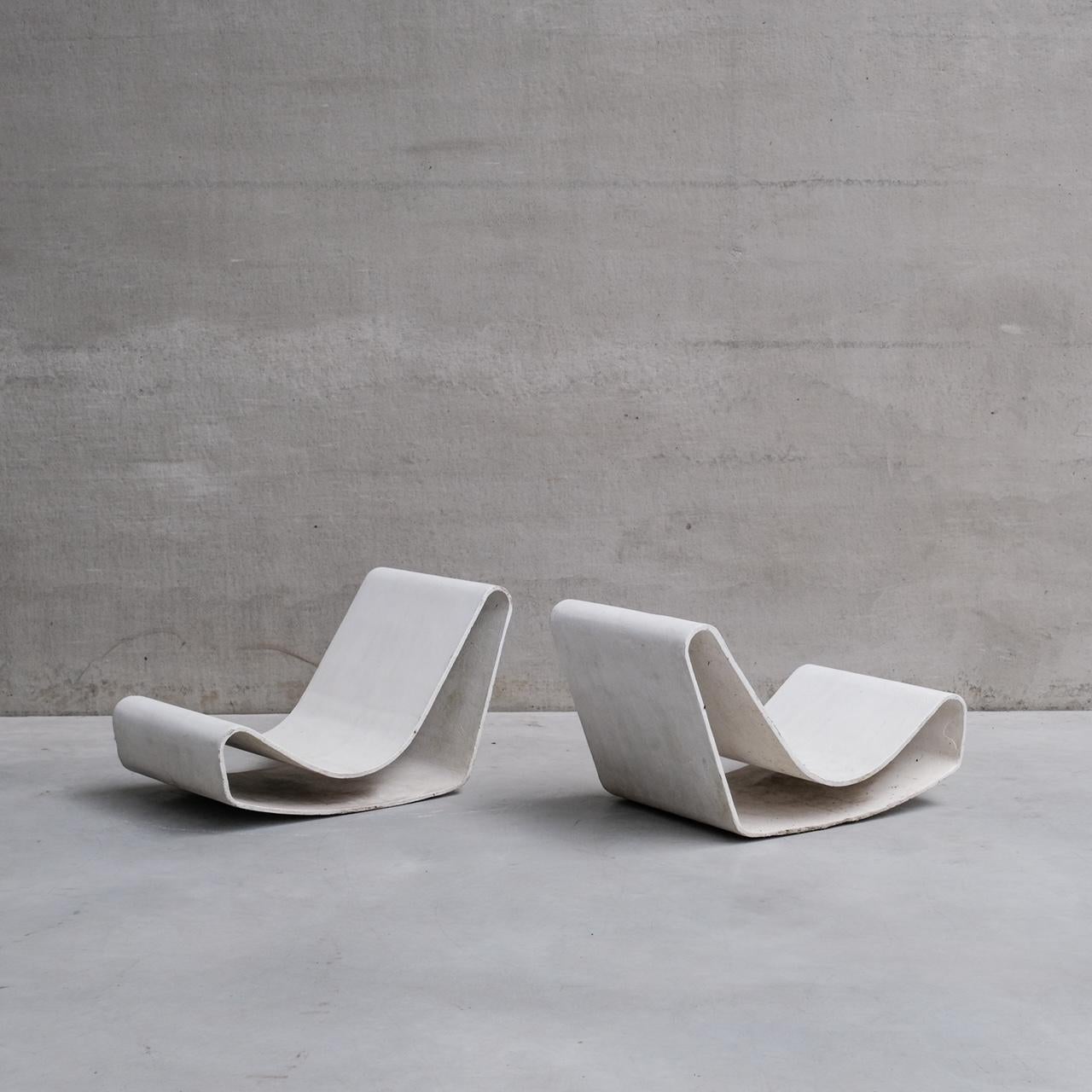 A set of 'Loop' lounge/garden chairs by Willy Guhl.

A continuous sheet of concrete, these were used predominately indoors and summer time and were kept in immaculate condition relative to their age.

Switzerland, c1950s.

Exceptional timeless
