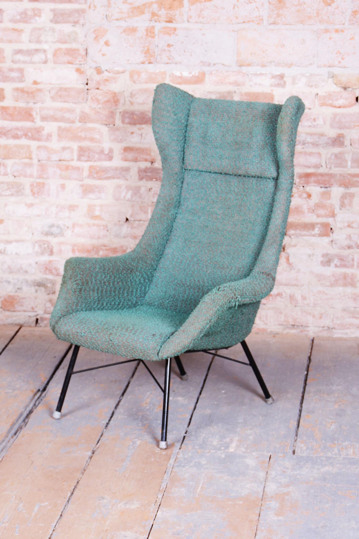 Mid-Century Modern Original Mid-Century Wingchair, by Miroslav Navratil, Fiberglass, Czech, 1960s For Sale