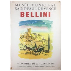 Original Midcentury Landscape Art Exhibition Poster by Bellini