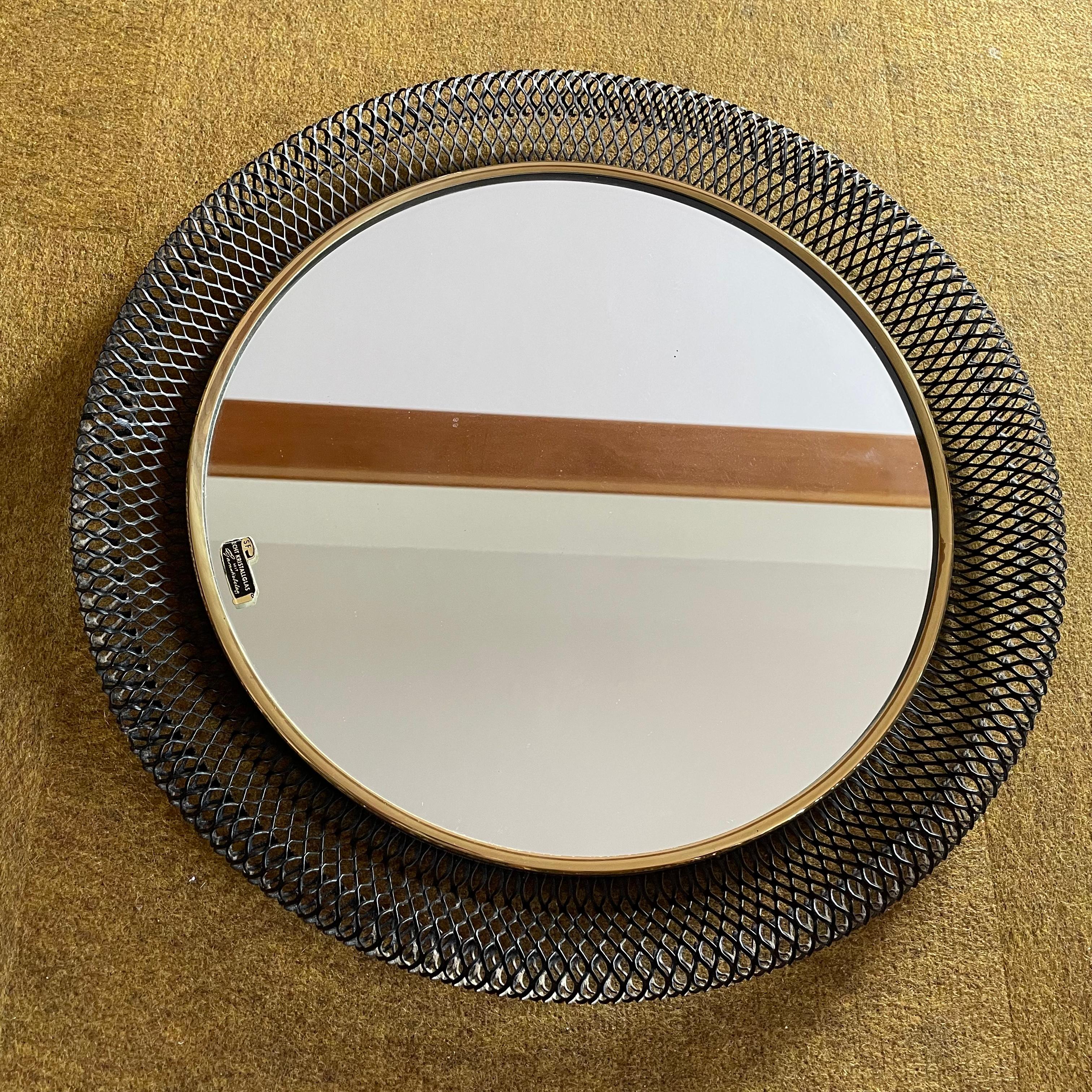 Original Midcentury Bauhaus Rigituelle Mategot Style Mirror, France, 1950s For Sale 3