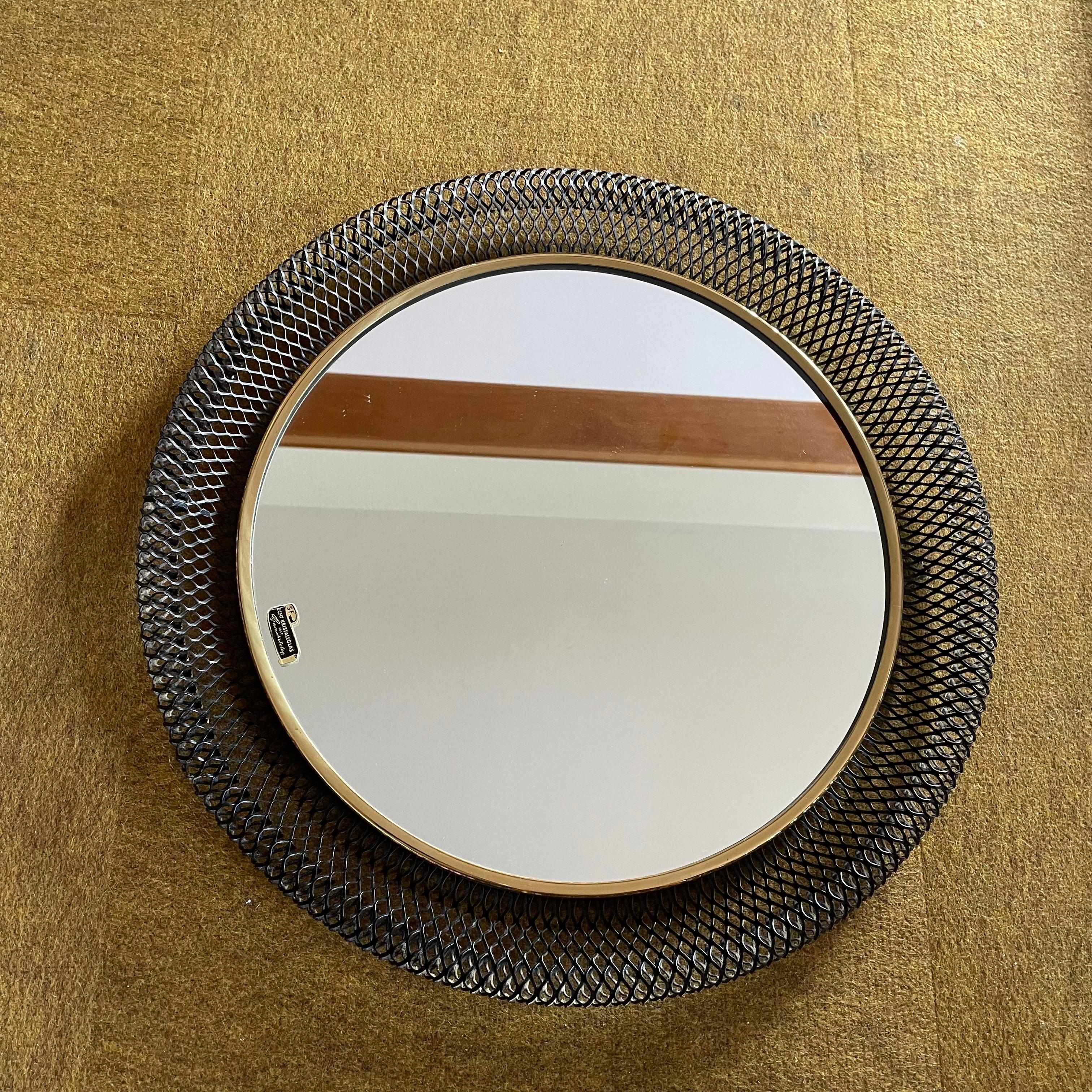 Original Midcentury Bauhaus Rigituelle Mategot Style Mirror, France, 1950s For Sale 4