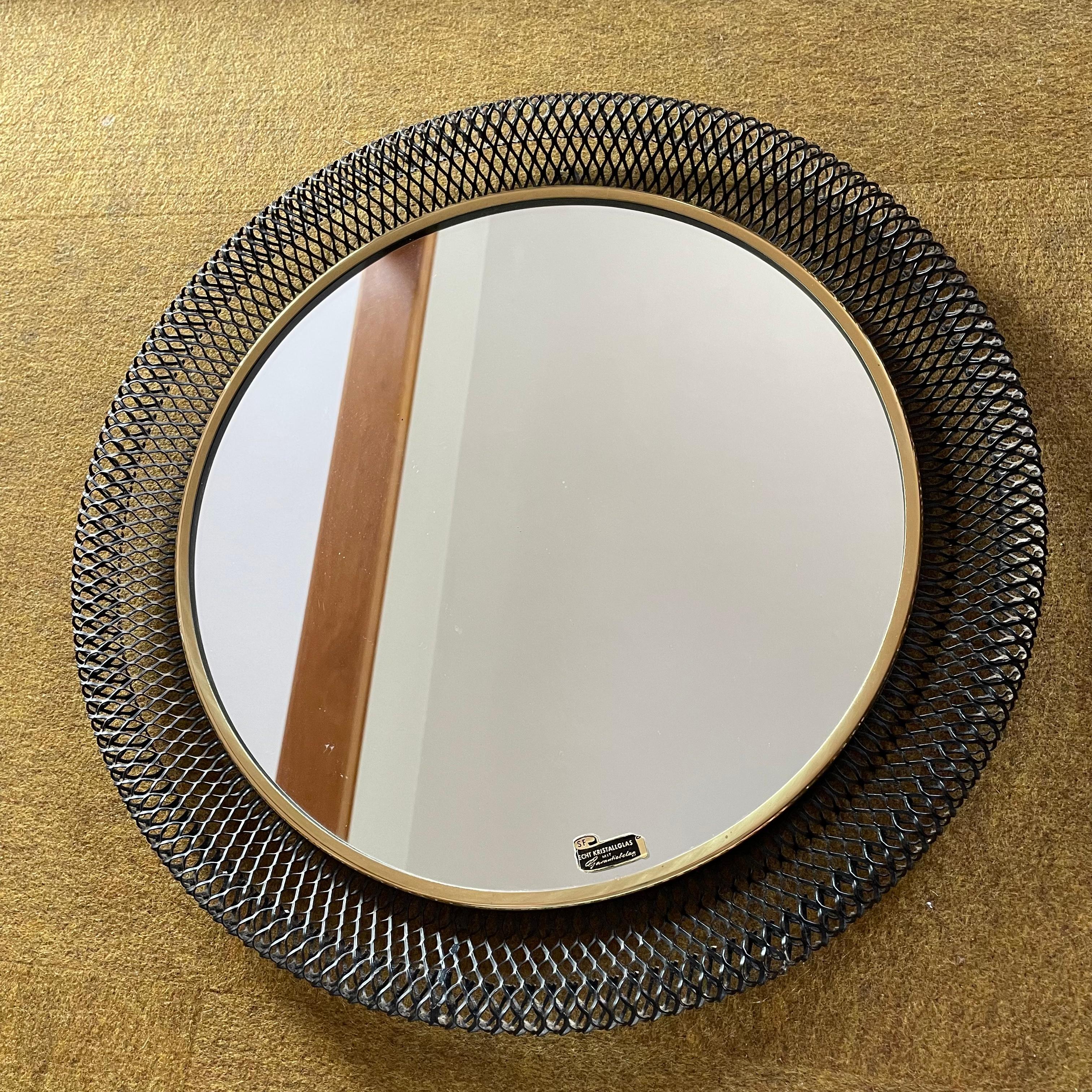 French Original Midcentury Bauhaus Rigituelle Mategot Style Mirror, France, 1950s For Sale