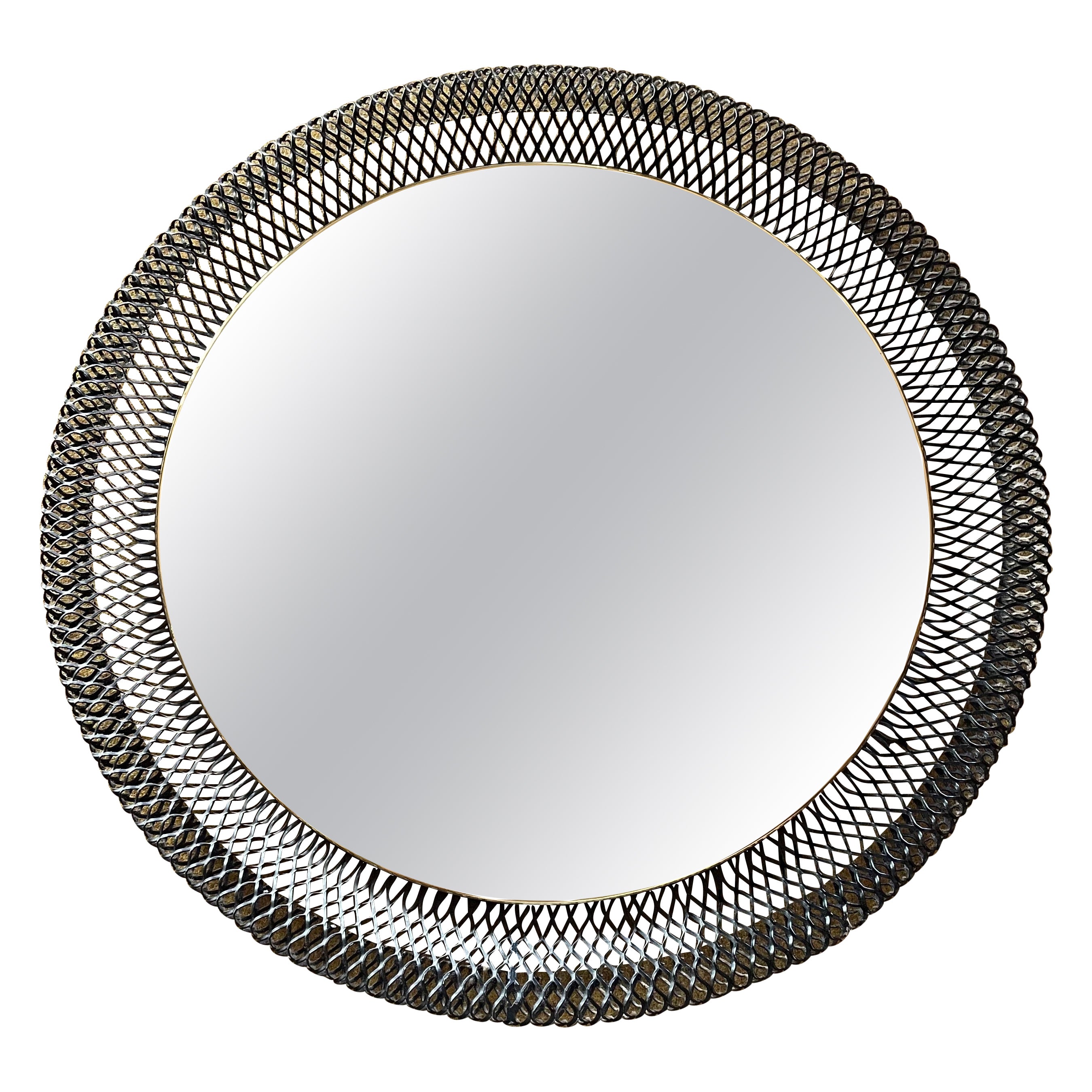 Miroir original de style Bauhaus Rigituelle Mategot du milieu du siècle, France, années 1950