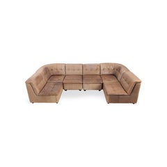 Original Midcentury Ecksofa Modulare Design Couch Leder braun