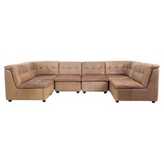 Original Midcentury Ecksofa Modulare Design Couch Leder braun