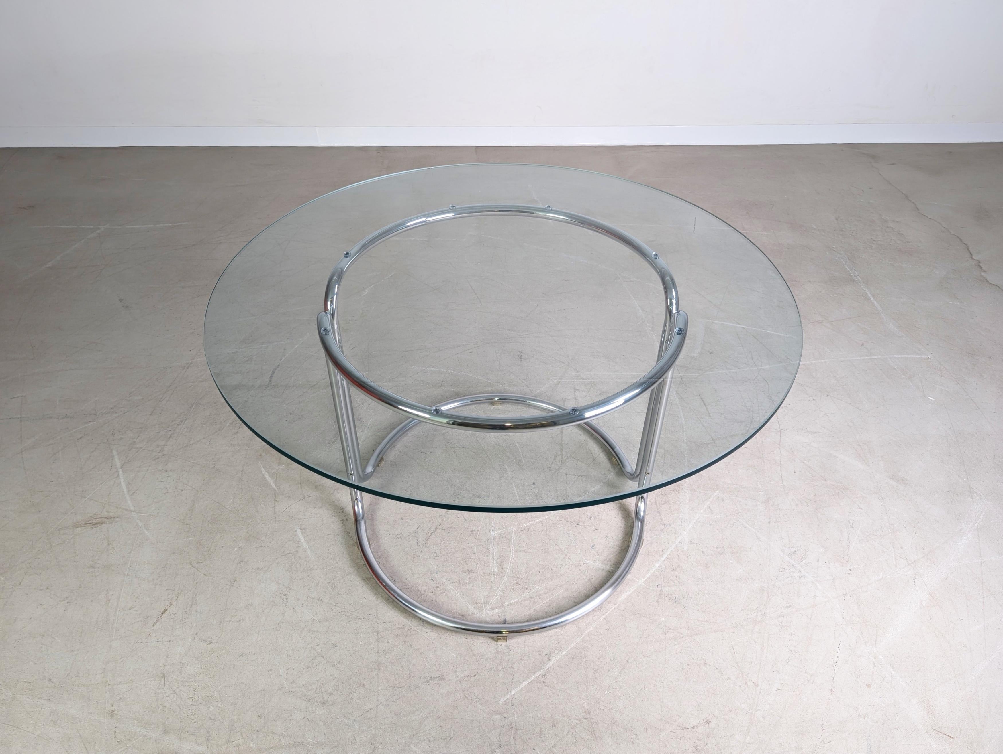 Original Midcentury Esstisch Glastisch Chrom Space Age 1980 Bon état - En vente à Berlin, DE
