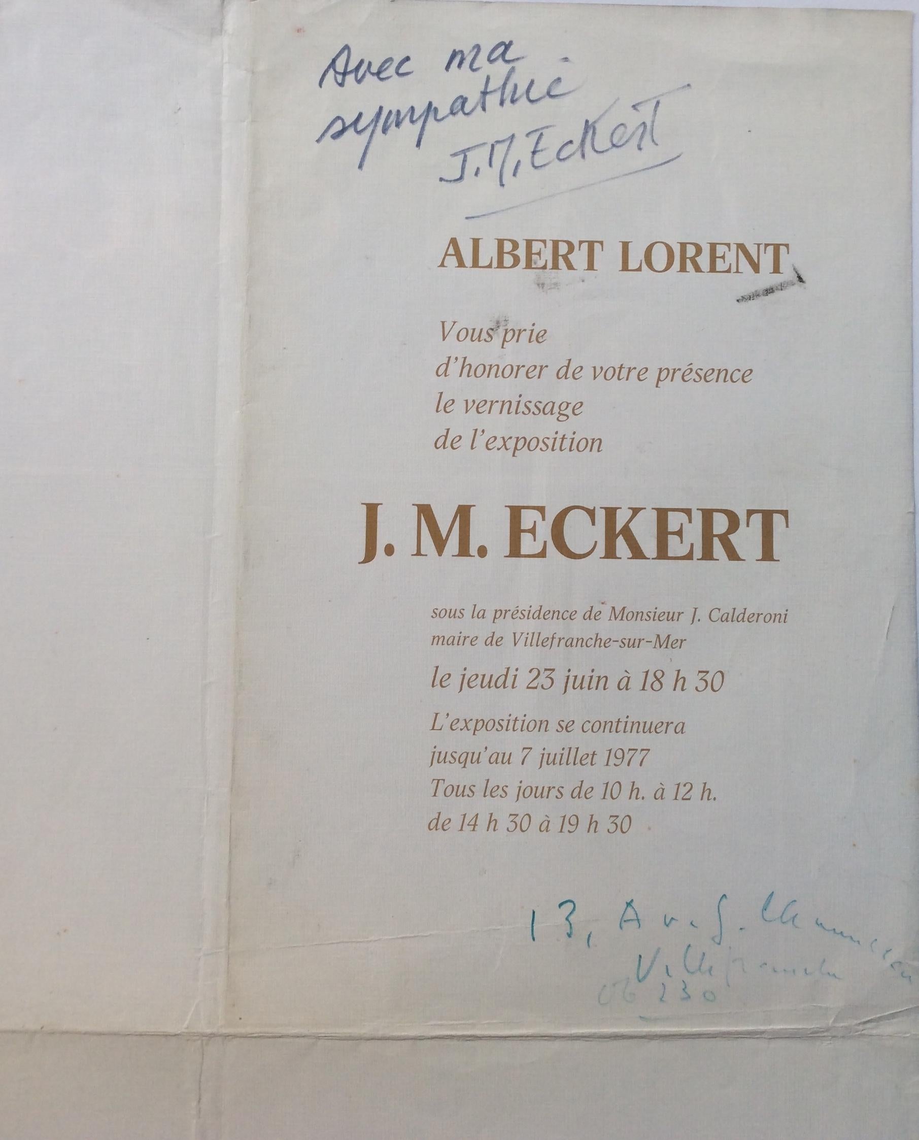 Póster original de arte paisajista de mediados de siglo firmado por John Michael Eckert siglo XX en venta