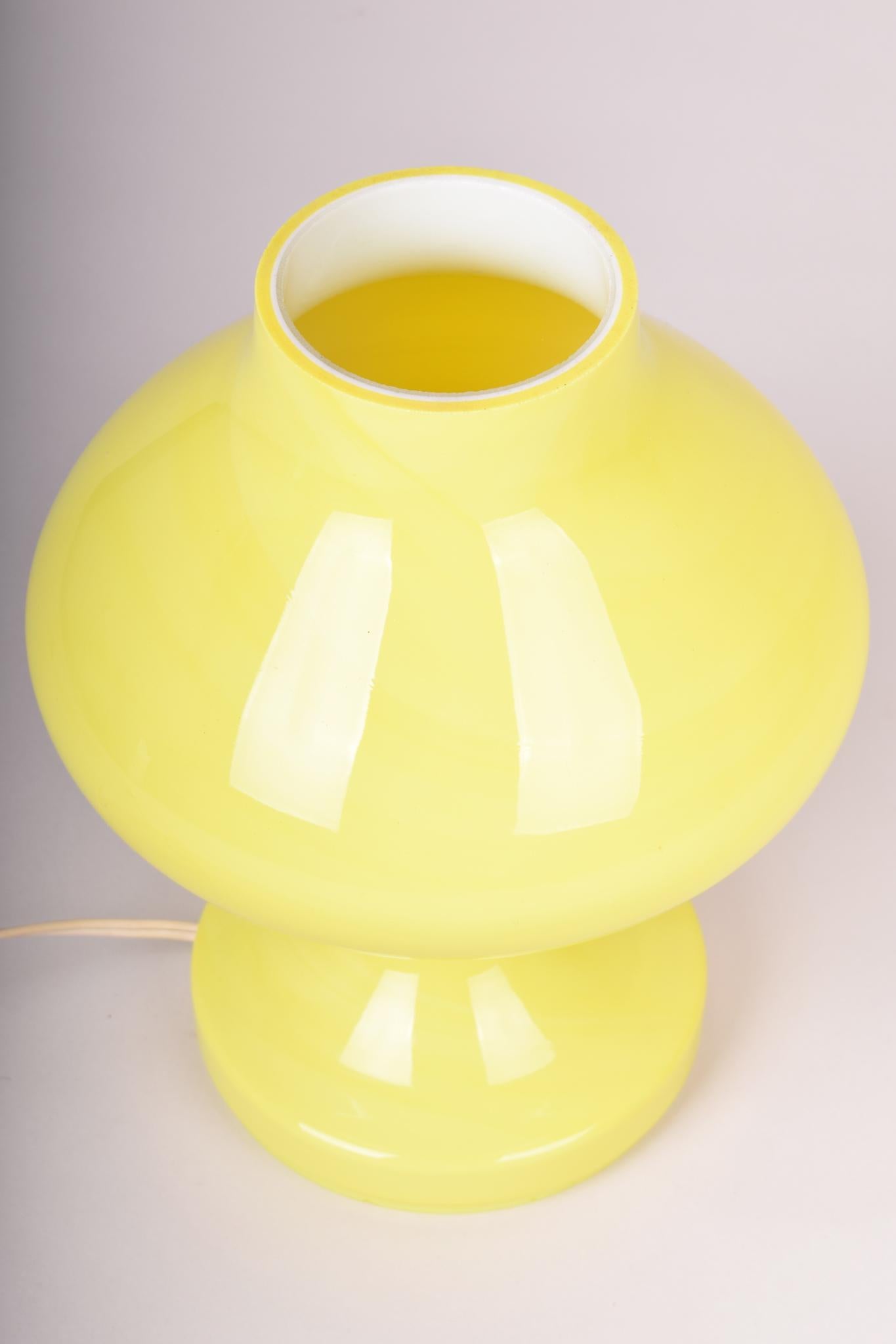 Czech Original Midcentury Glass Table Lamp 1970s, Designed by Karel Volf For Sale