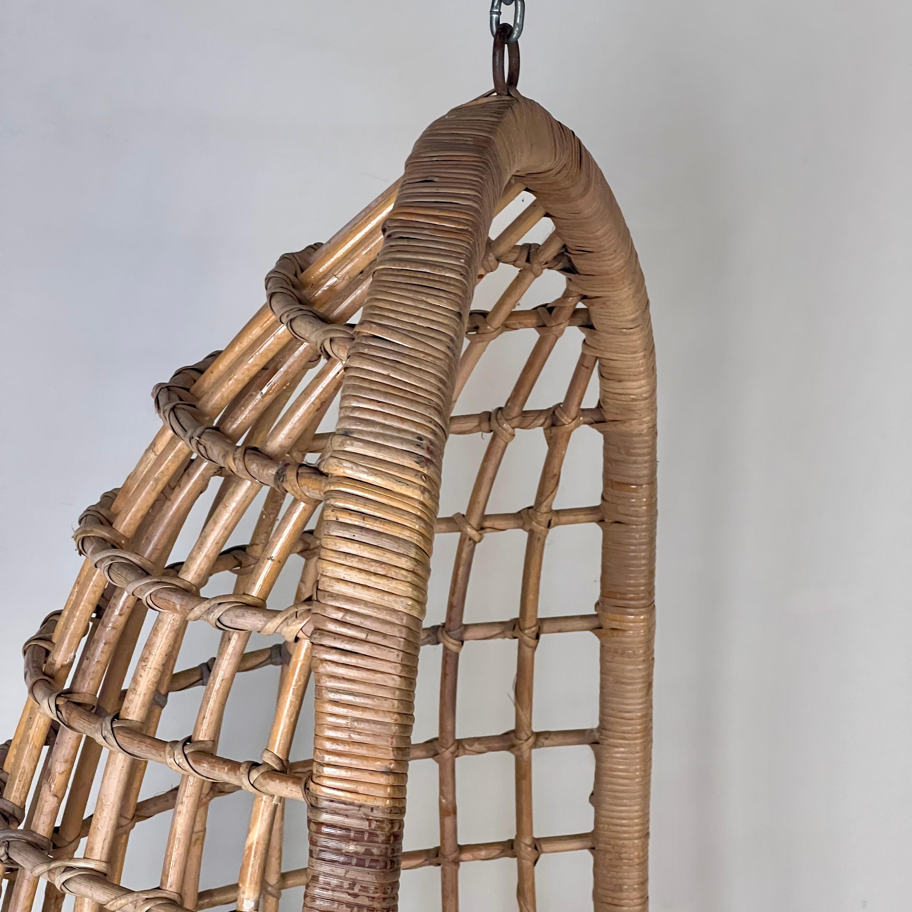 Original Midcentury Hanging Bamboo Egg Chair 2