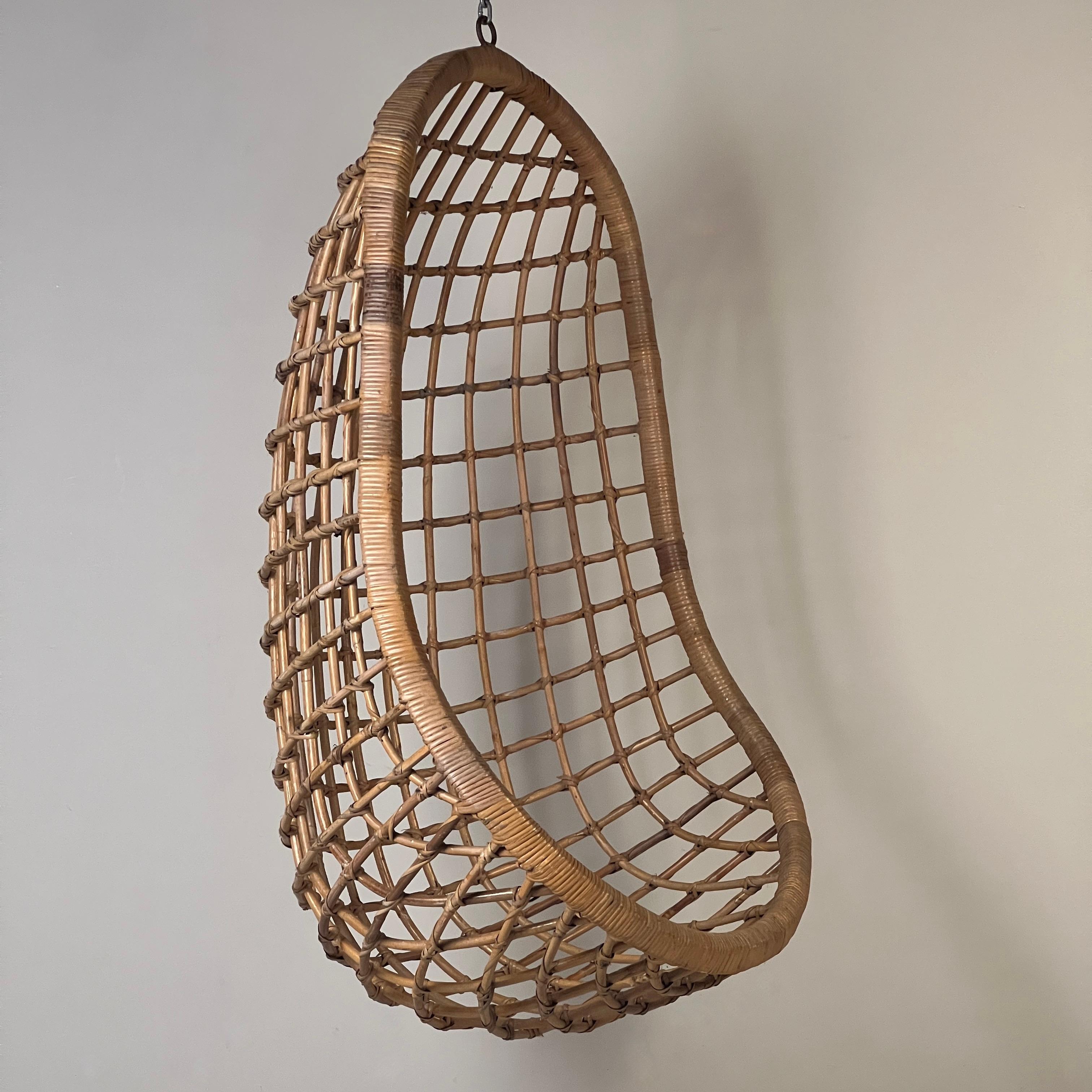 Mid-Century Modern Original Midcentury Hanging Bamboo Egg Chair