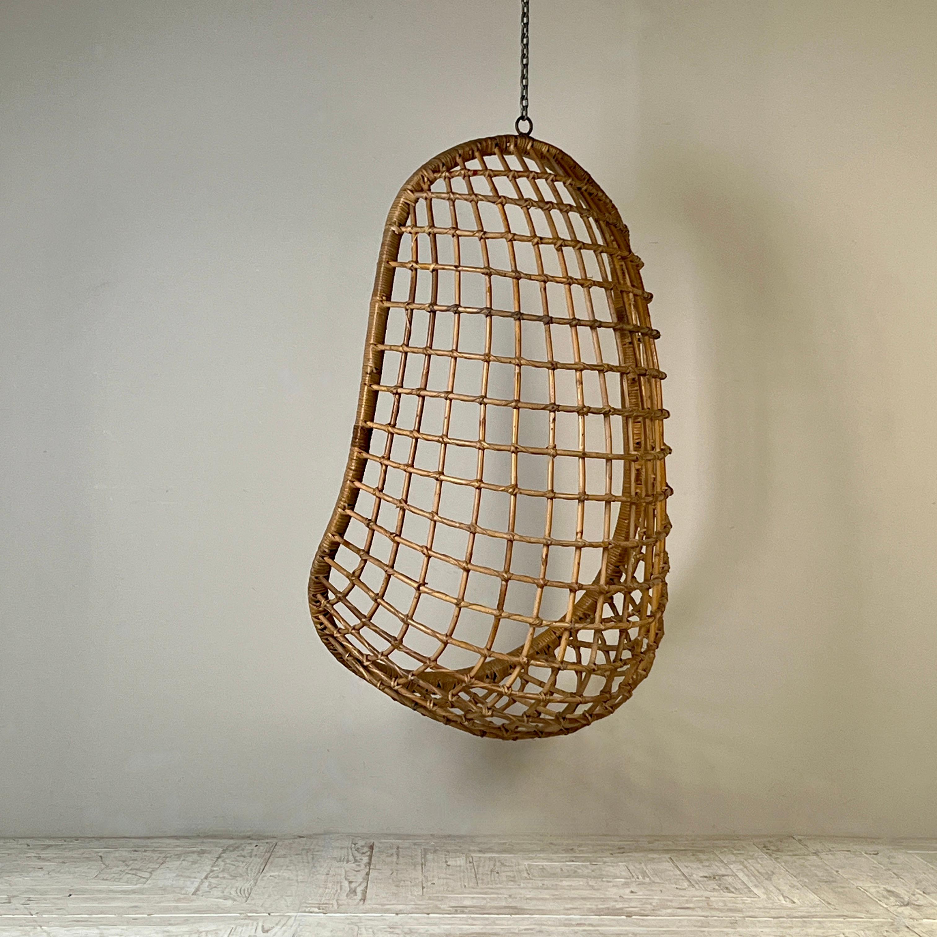 Hand-Crafted Original Midcentury Hanging Bamboo Egg Chair