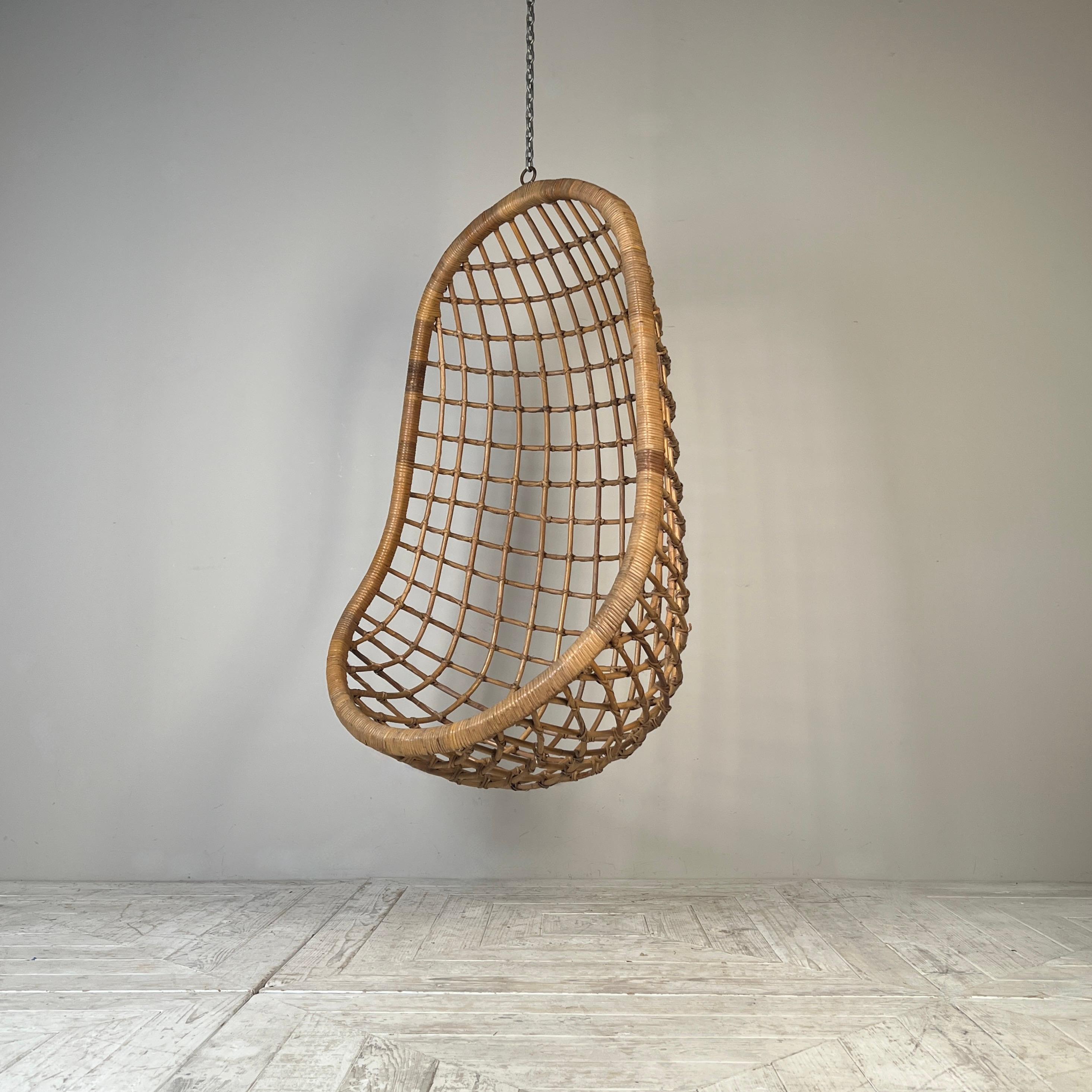 20th Century Original Midcentury Hanging Bamboo Egg Chair