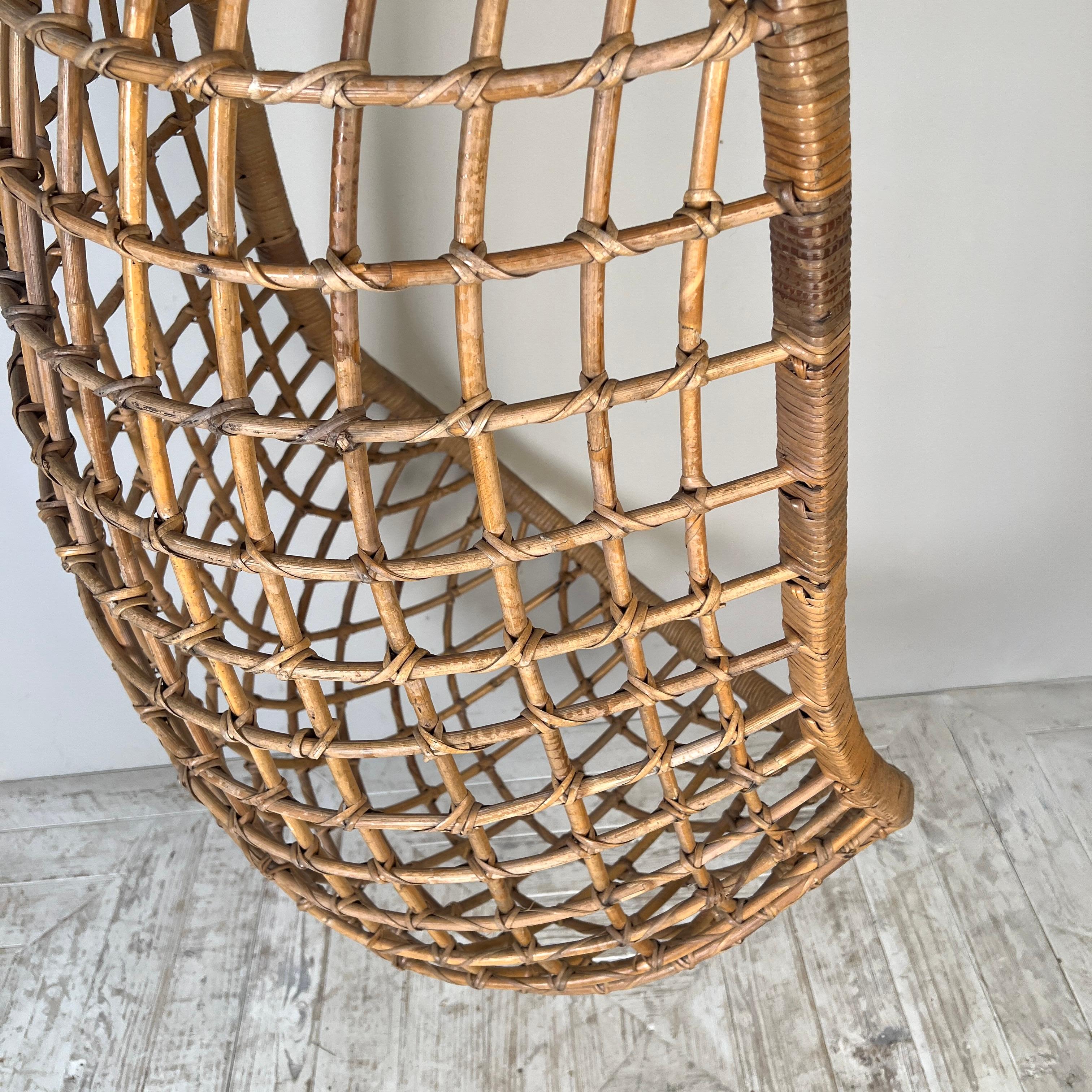 Metal Original Midcentury Hanging Bamboo Egg Chair