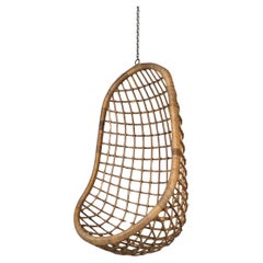 Original Midcentury Hanging Bamboo Egg Chair