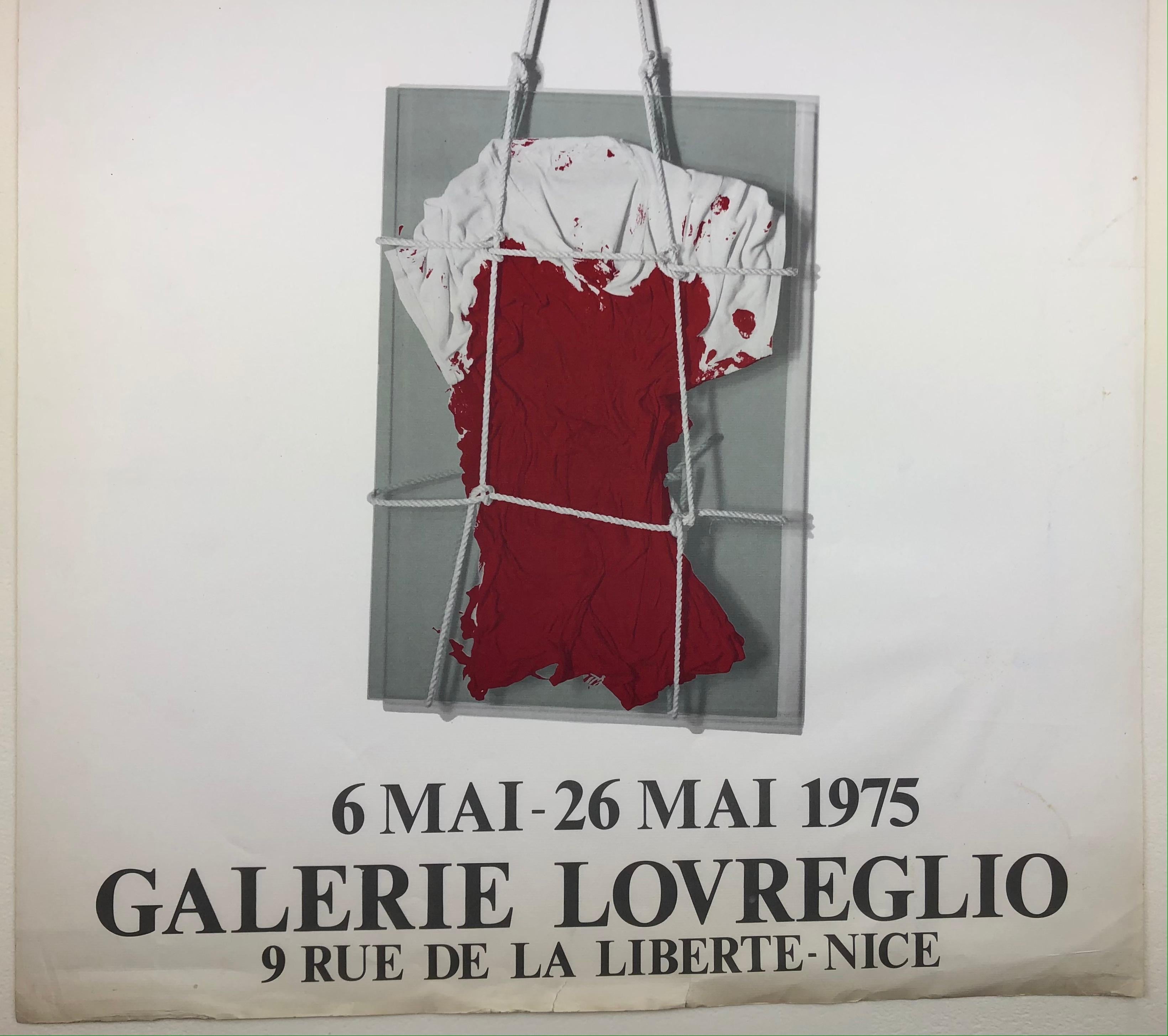 Original-Ausstellungsplakat aus der Galerie Lovreglio in Nizza, Frankreich, das das Werk des französischen Malers Henri Maccheroni zeigt. Dieses Plakat zeigt die abstrakte Kunst, die dieser bekannte Maler Mitte der 1970er Jahre geschaffen