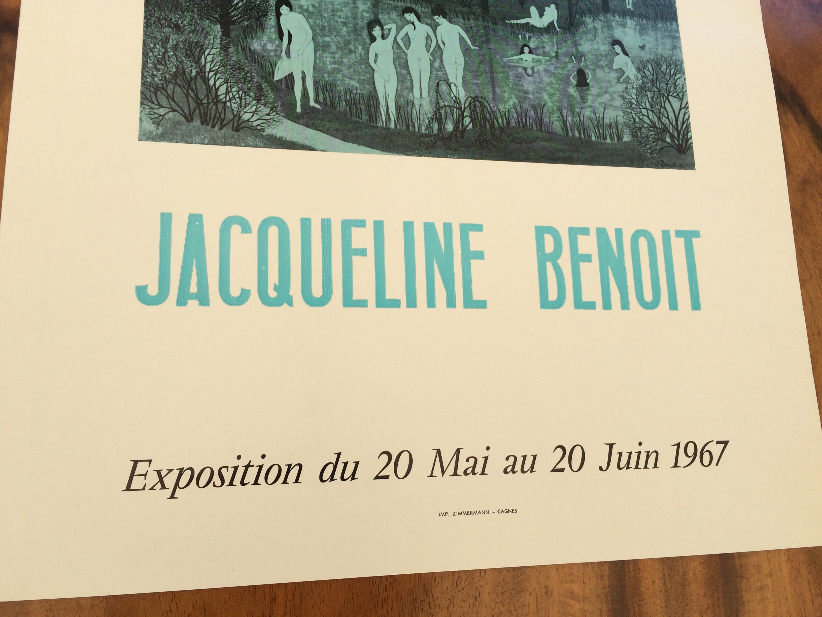 French Original Midcentury Jacqueline Benoit Art Exhibition Poster, 1967