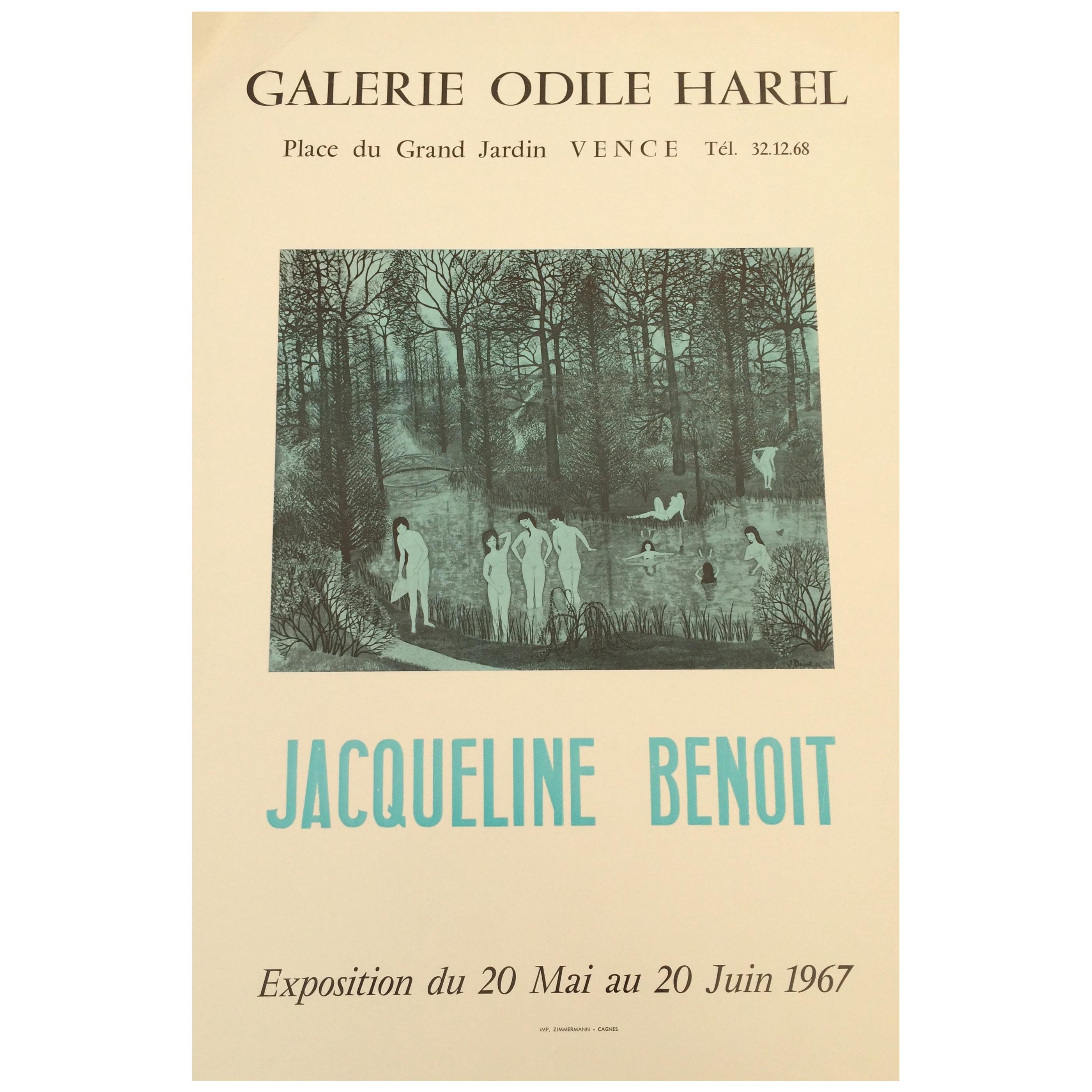 Original Midcentury Jacqueline Benoit Art Exhibition Poster, 1967