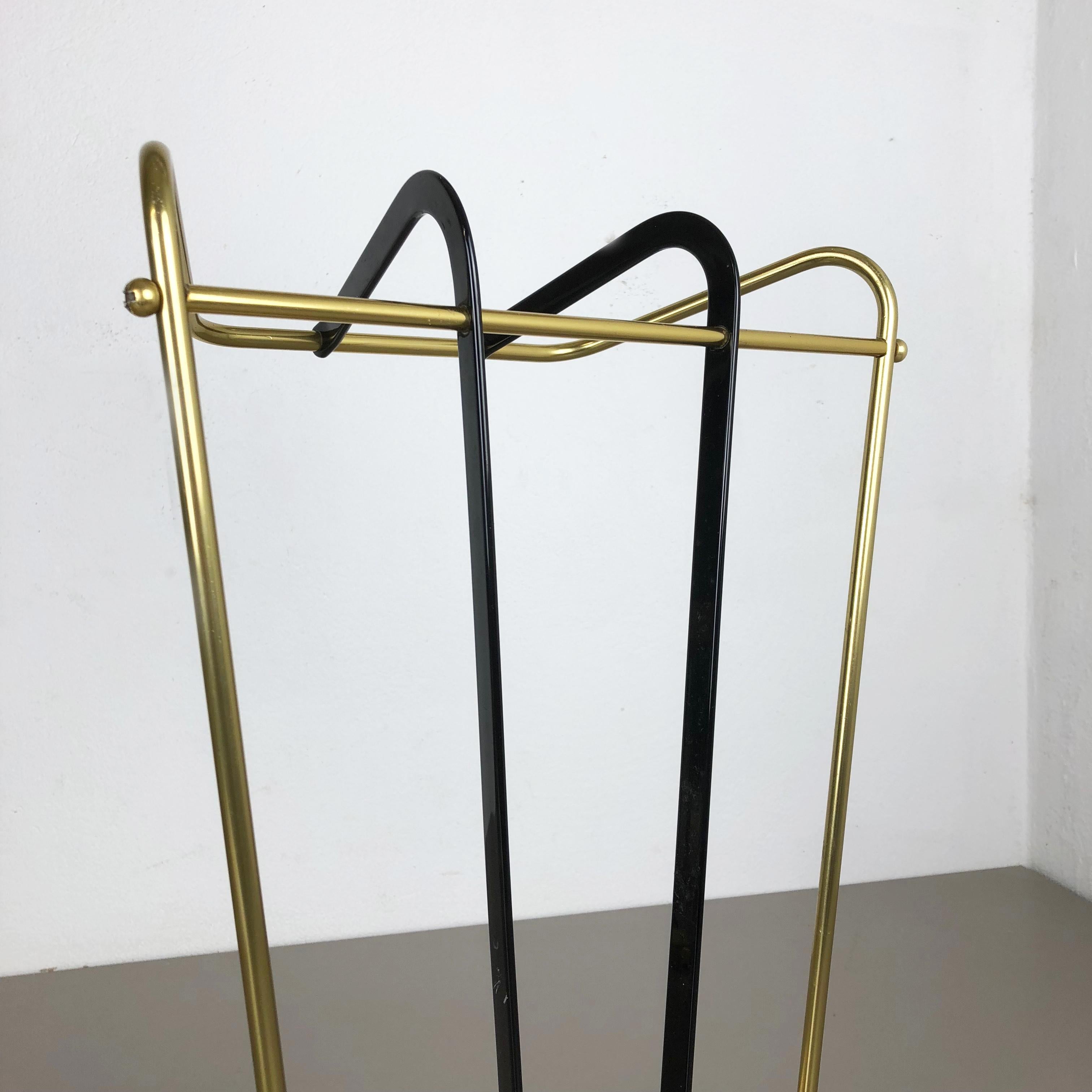 Original Midcentury Metal Brass Umbrella Stand, Germany, 1950s 9