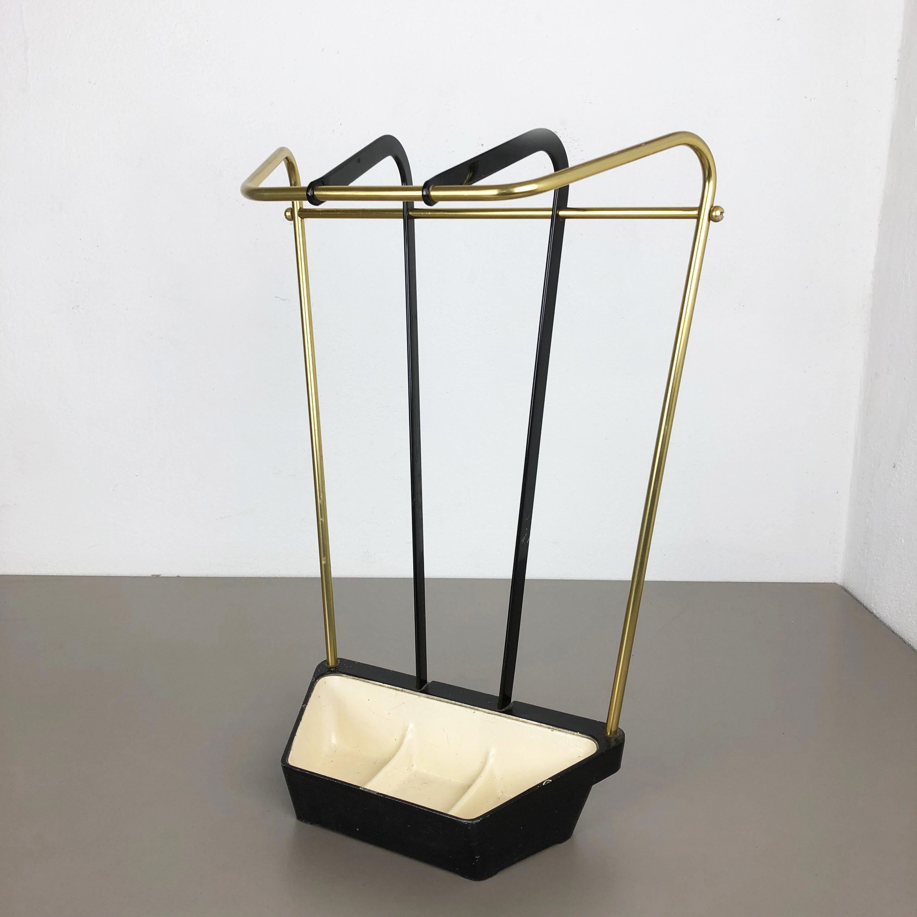 Bauhaus Original Midcentury Metal Brass Umbrella Stand, Germany, 1950s