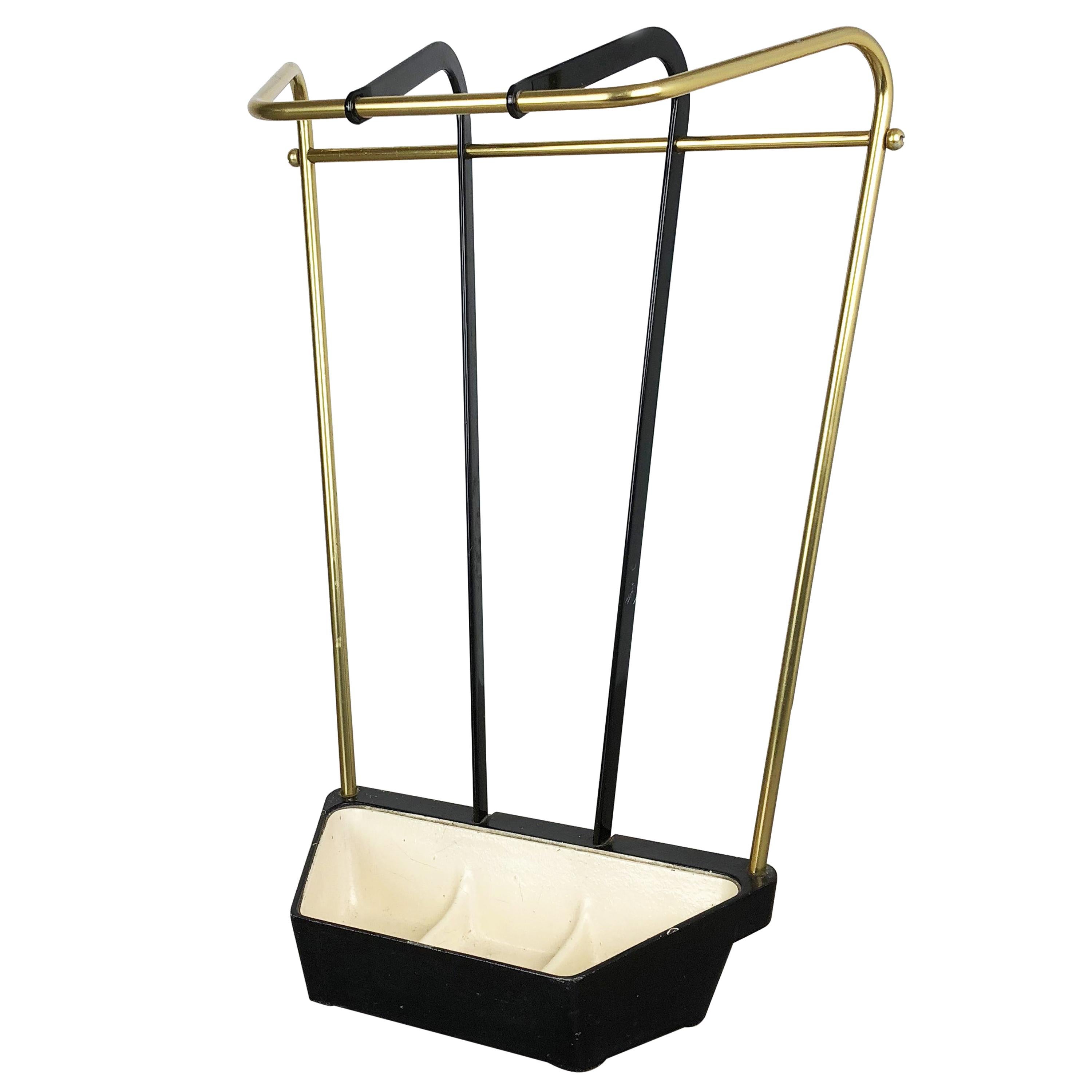 Original Midcentury Metal Brass Umbrella Stand, Germany, 1950s