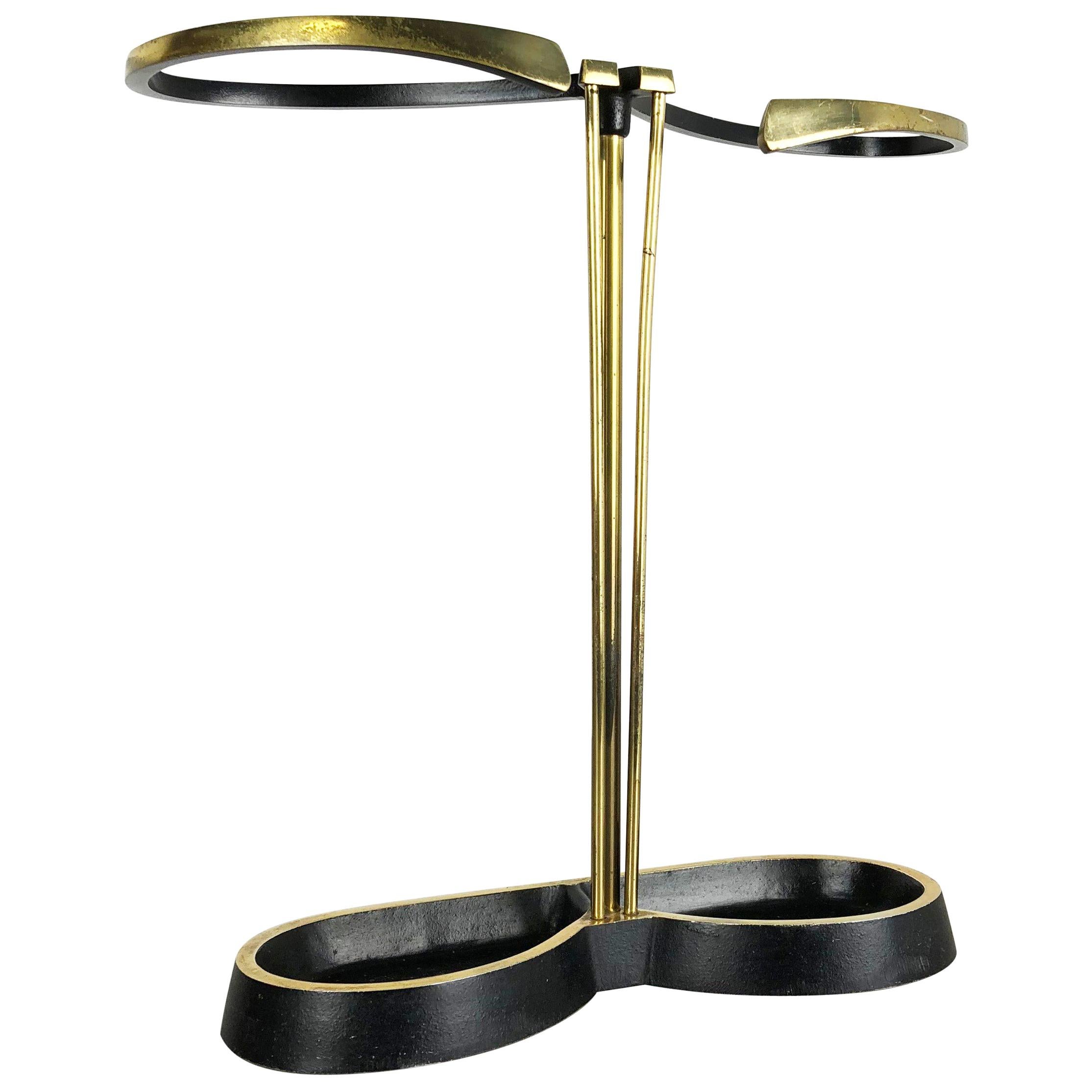 Original Midcentury Metal Brass Umbrella Stand, Germany, 1950s